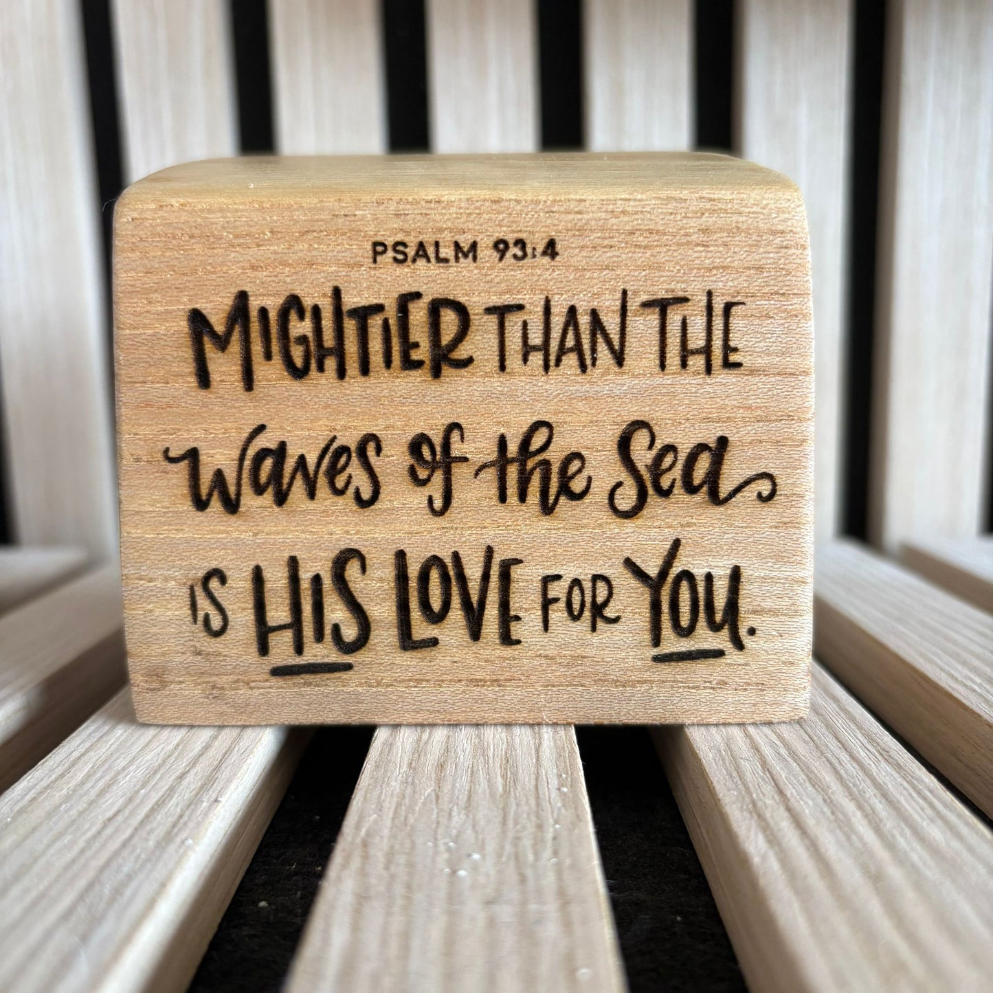 'Mightier than the waves' mini live edge decorative plaque