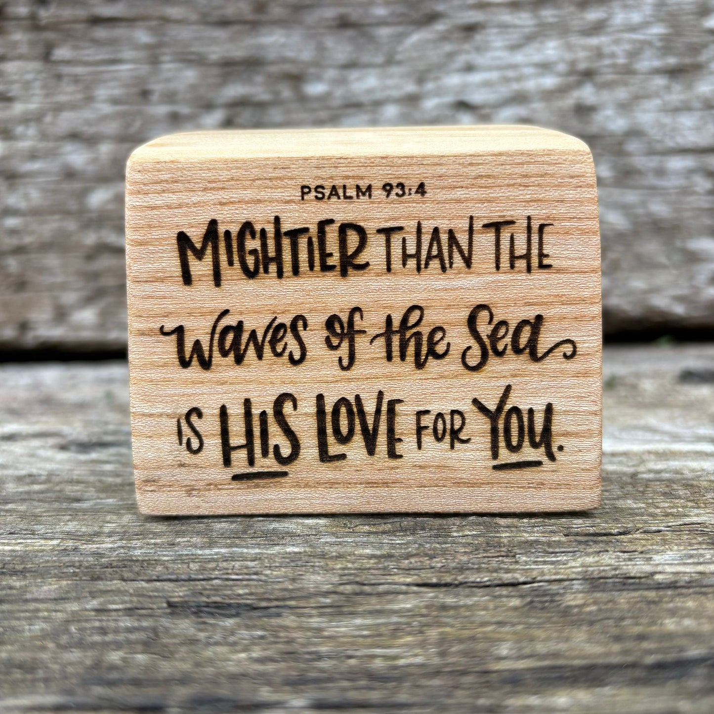 'Mightier than the waves' mini live edge decorative plaque
