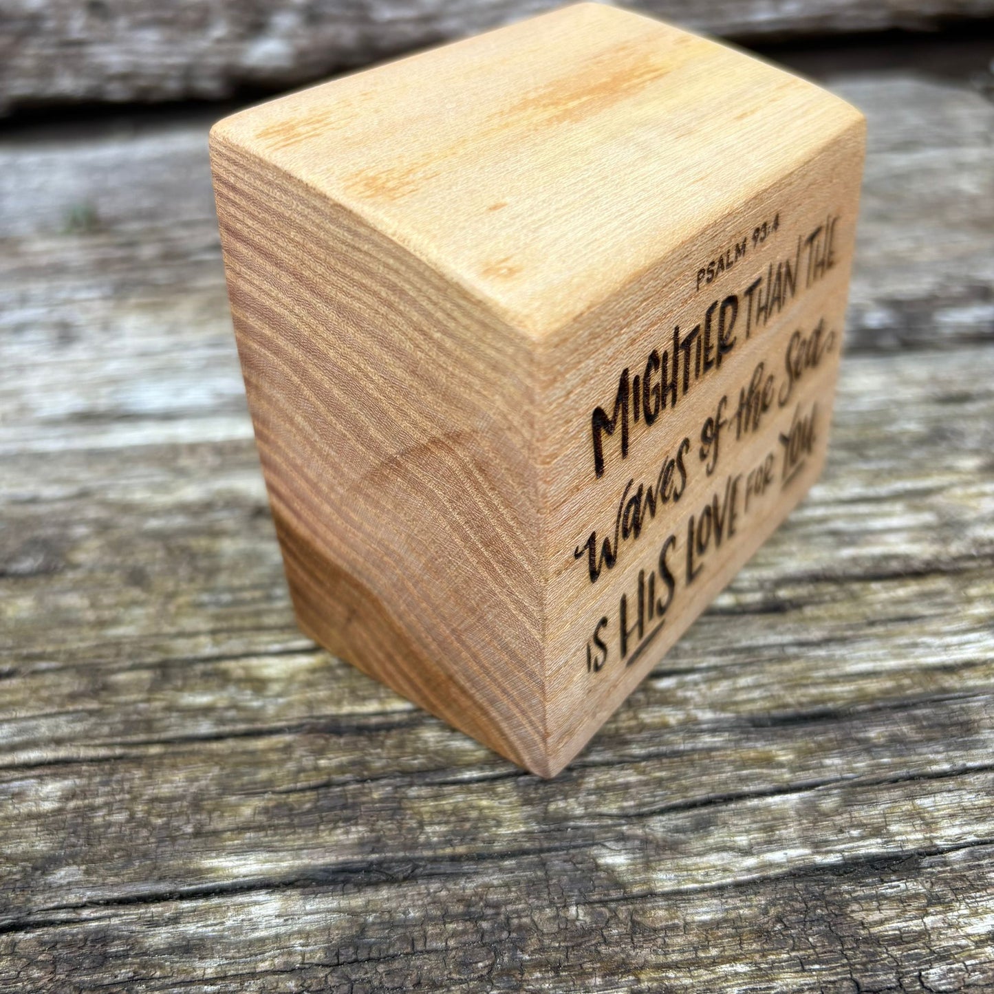 'Mightier than the waves' mini live edge decorative plaque