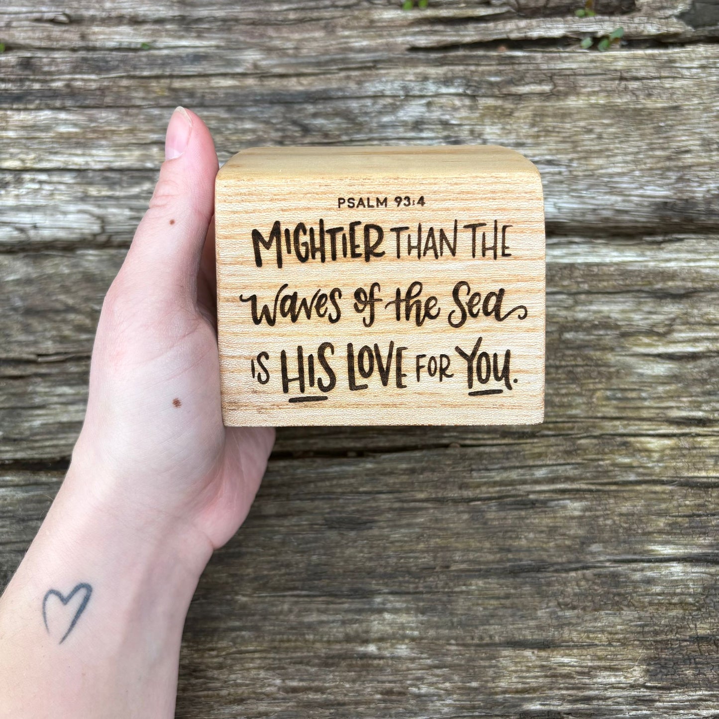 'Mightier than the waves' mini live edge decorative plaque