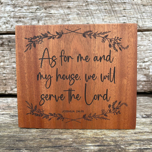 'As for me and my house' - mahogany decorative plaque OR key rack