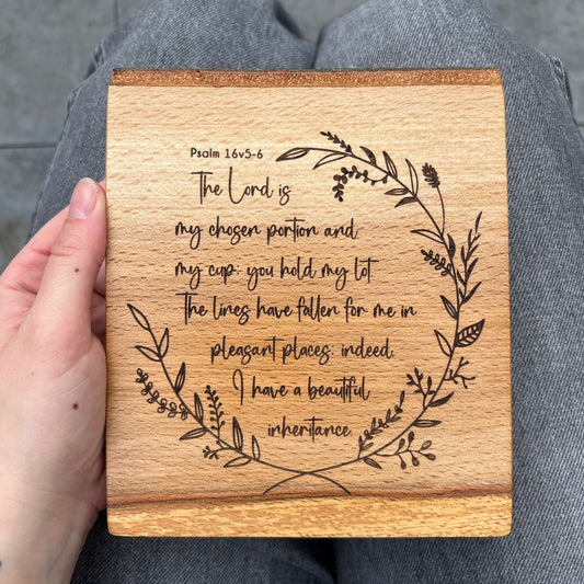 'I have a beautiful inheritance' beech decorative plaque