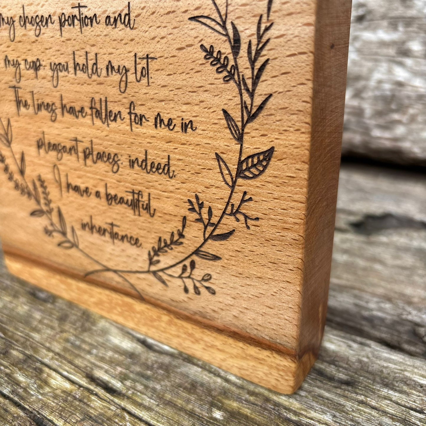 'I have a beautiful inheritance' beech decorative plaque