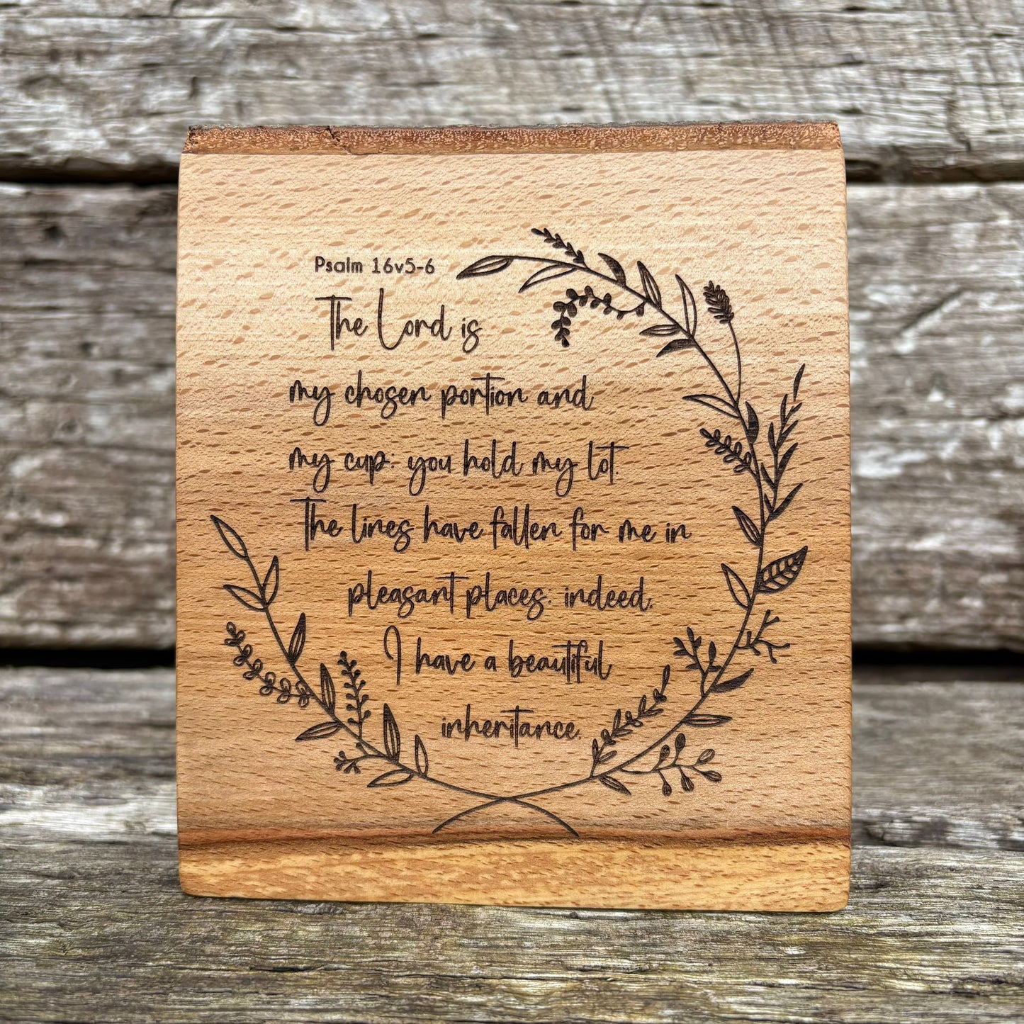 'I have a beautiful inheritance' beech decorative plaque