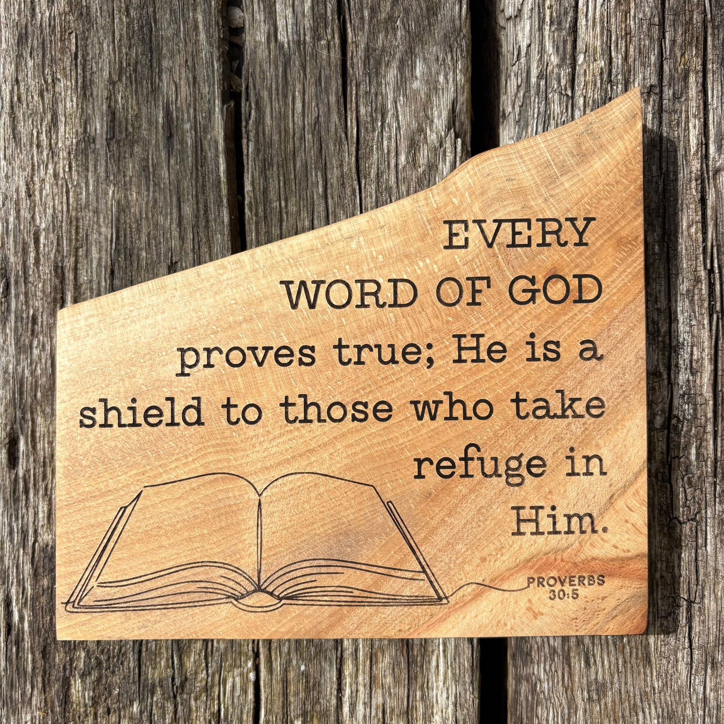 'Every word of God proves true' decorative beech plaque