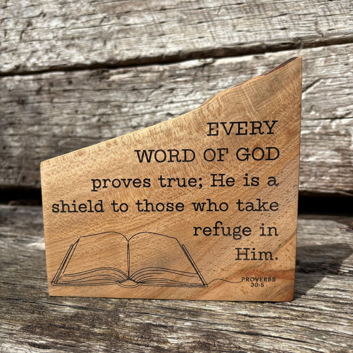 'Every word of God proves true' decorative beech plaque