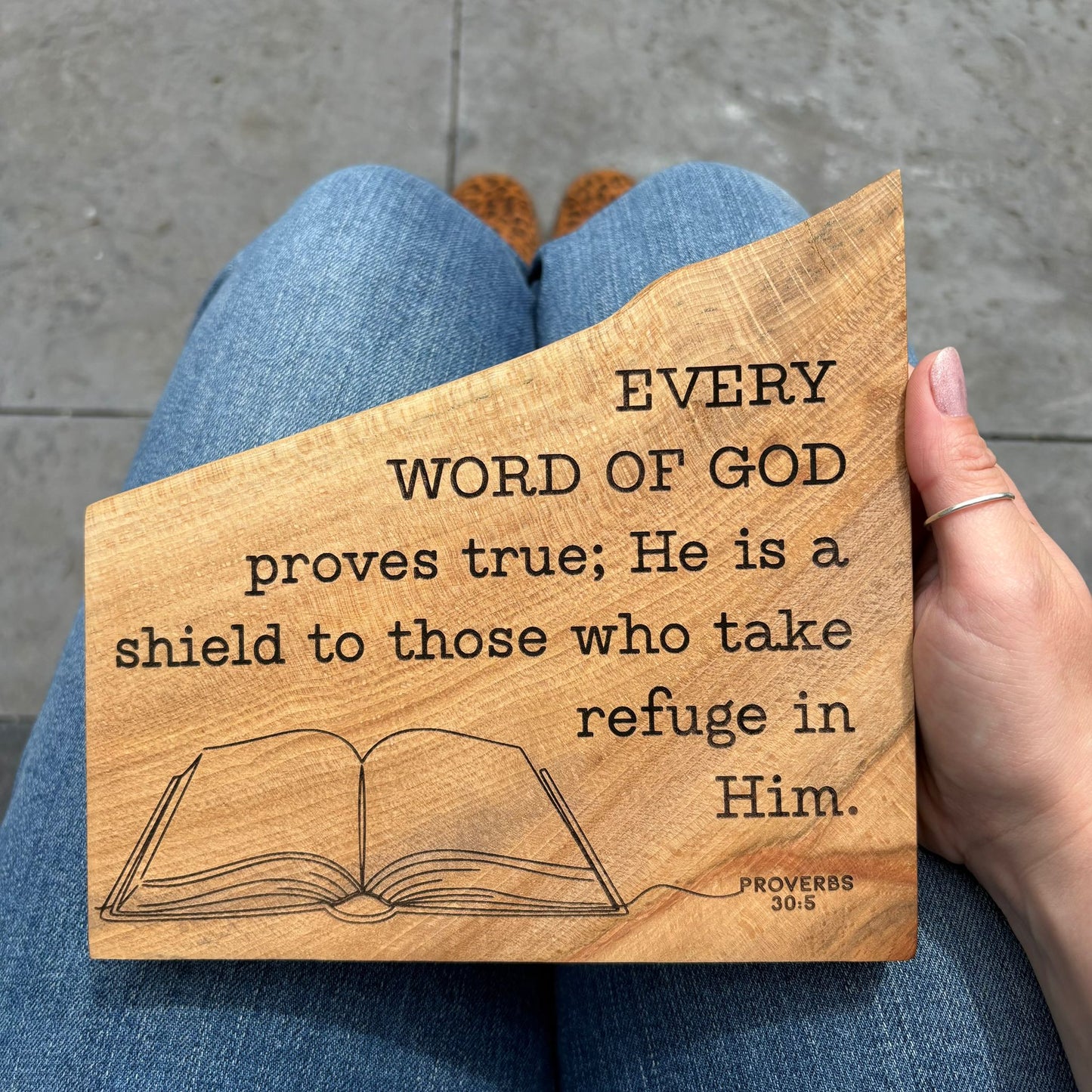 'Every word of God proves true' decorative beech plaque