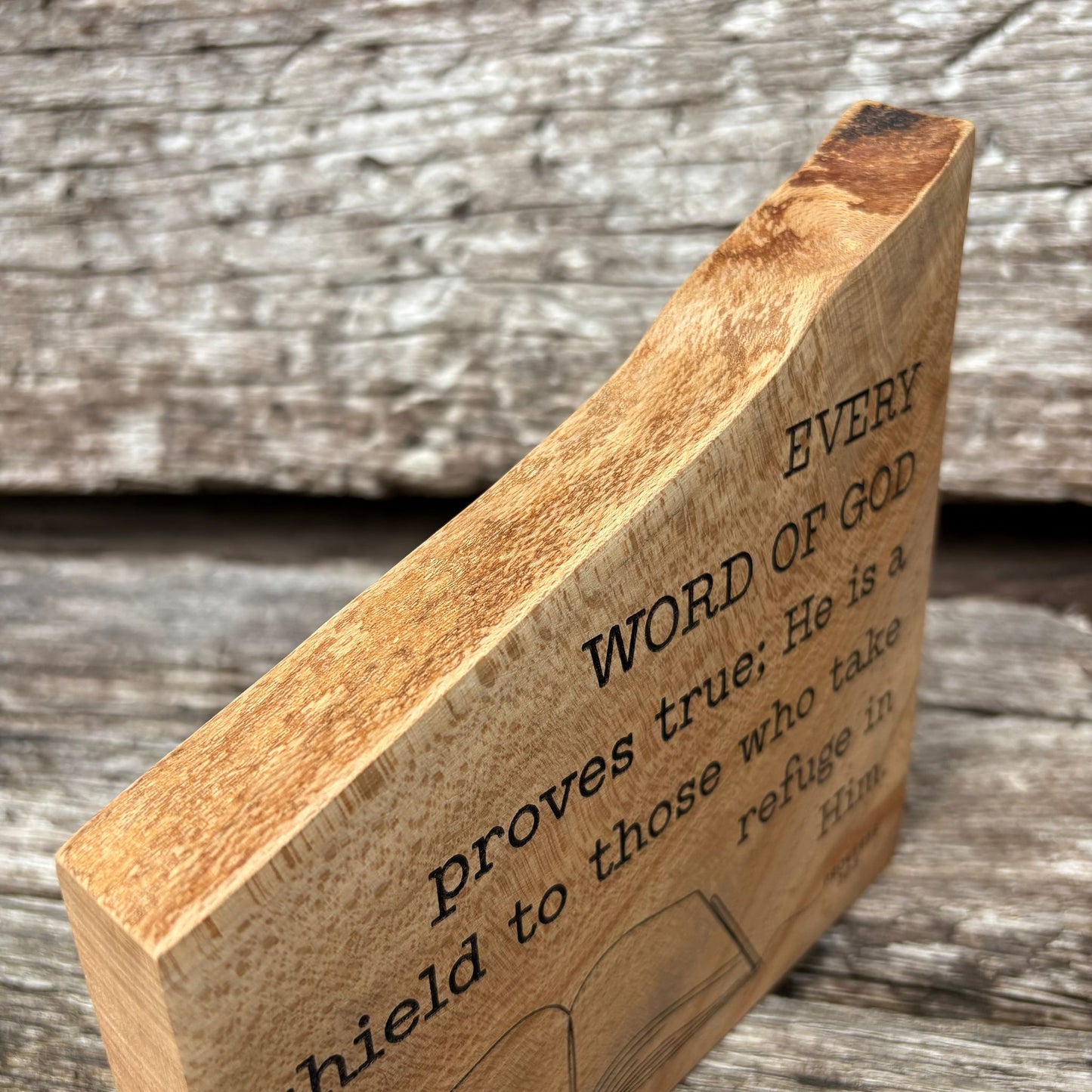 'Every word of God proves true' decorative beech plaque