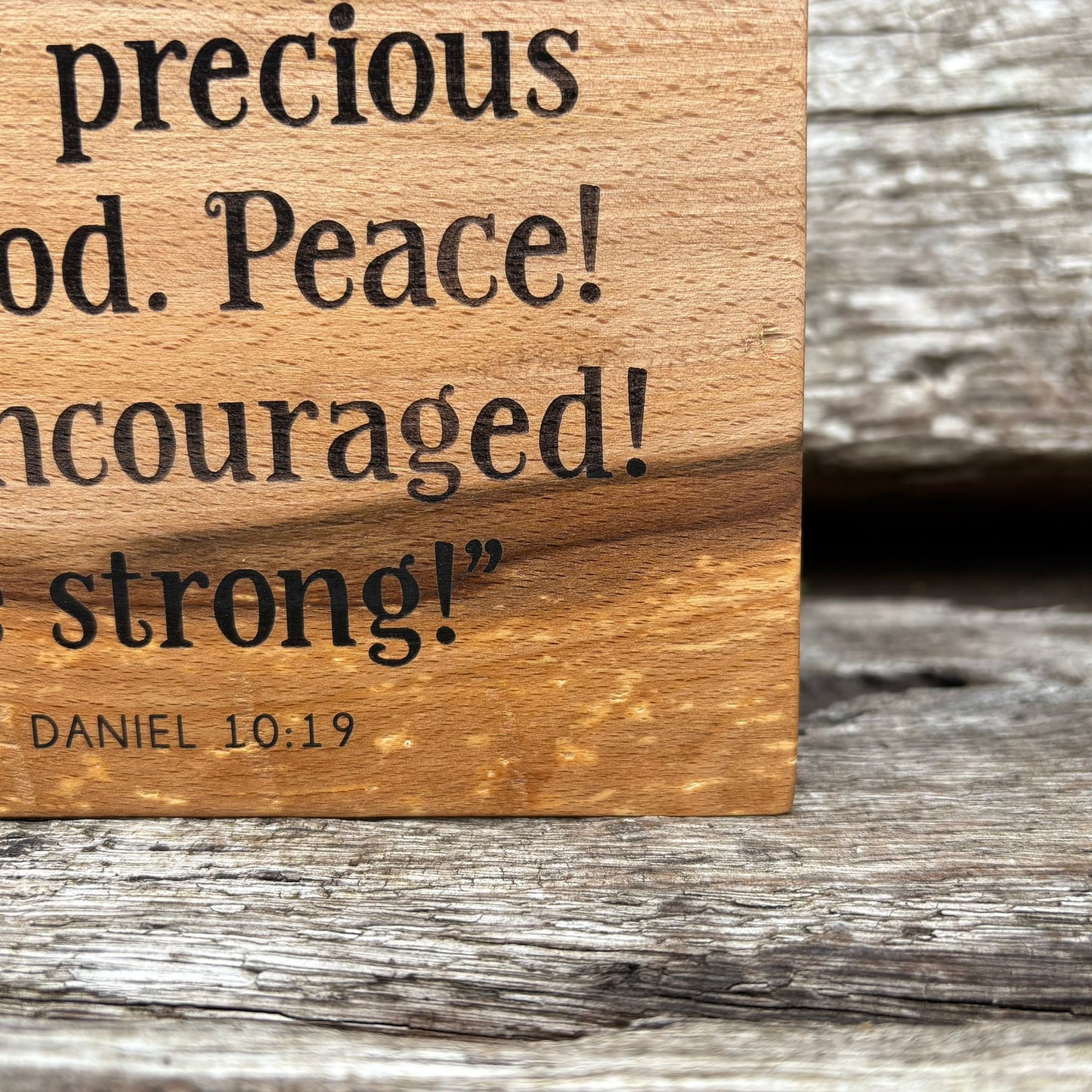 'Don't be afraid' decorative beech plaque