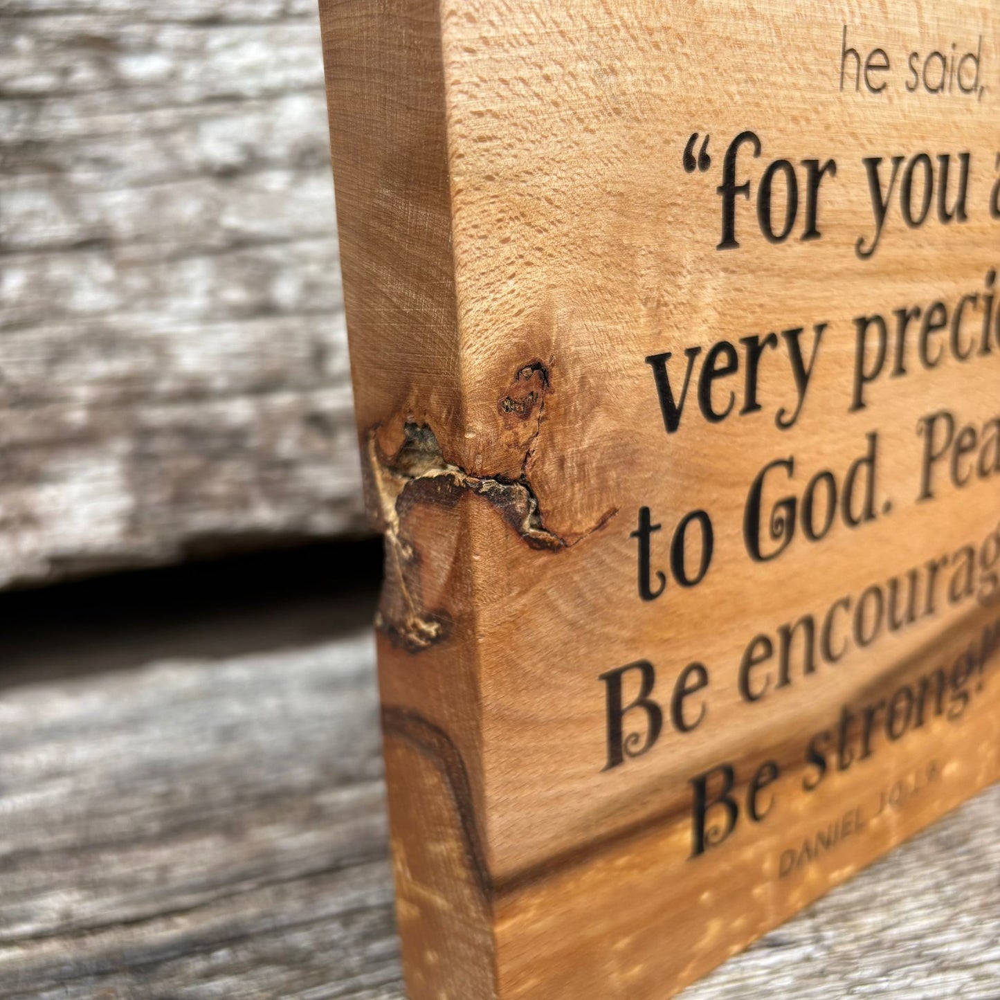 'Don't be afraid' decorative beech plaque