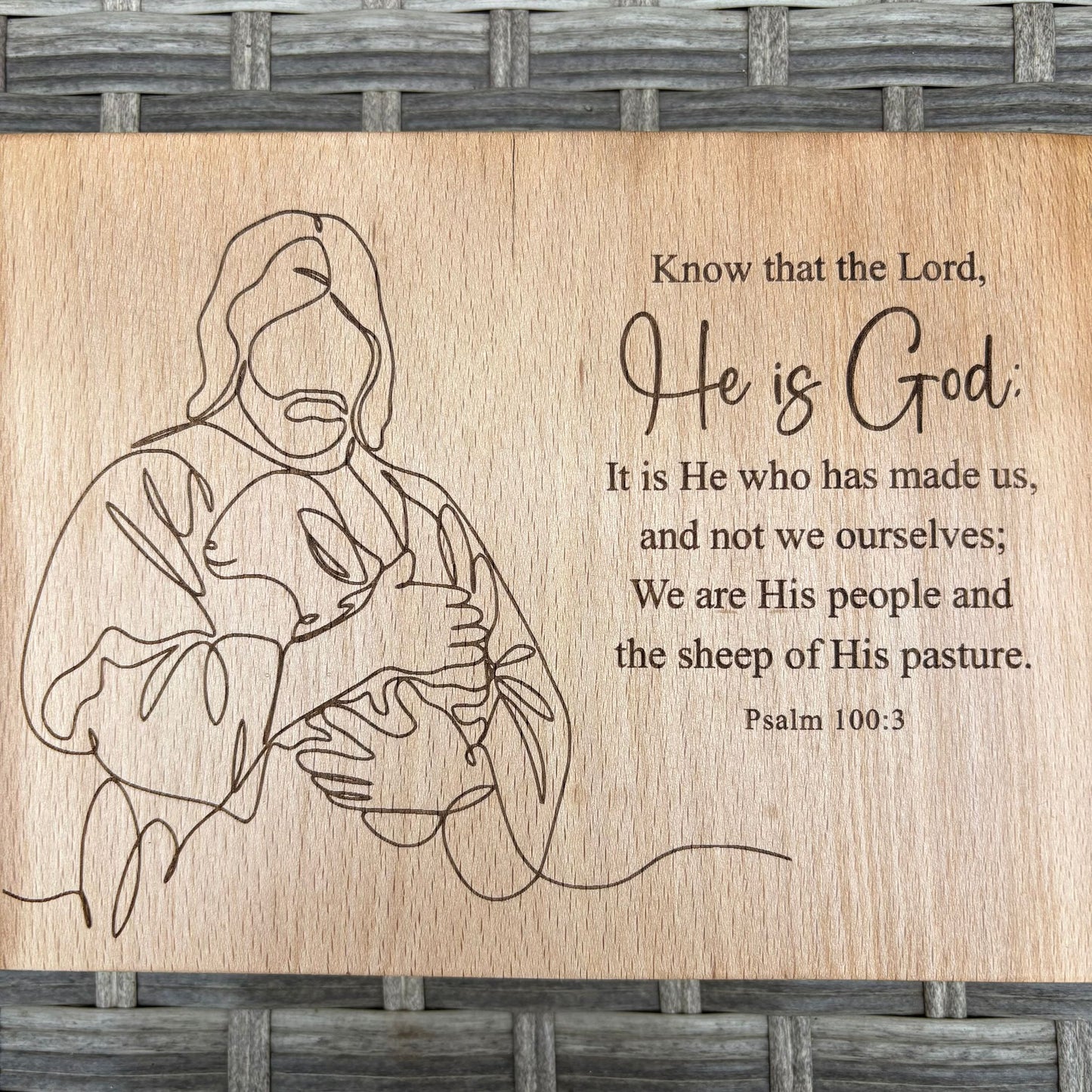 'Know that the Lord, He is God' Beech decorative plaque