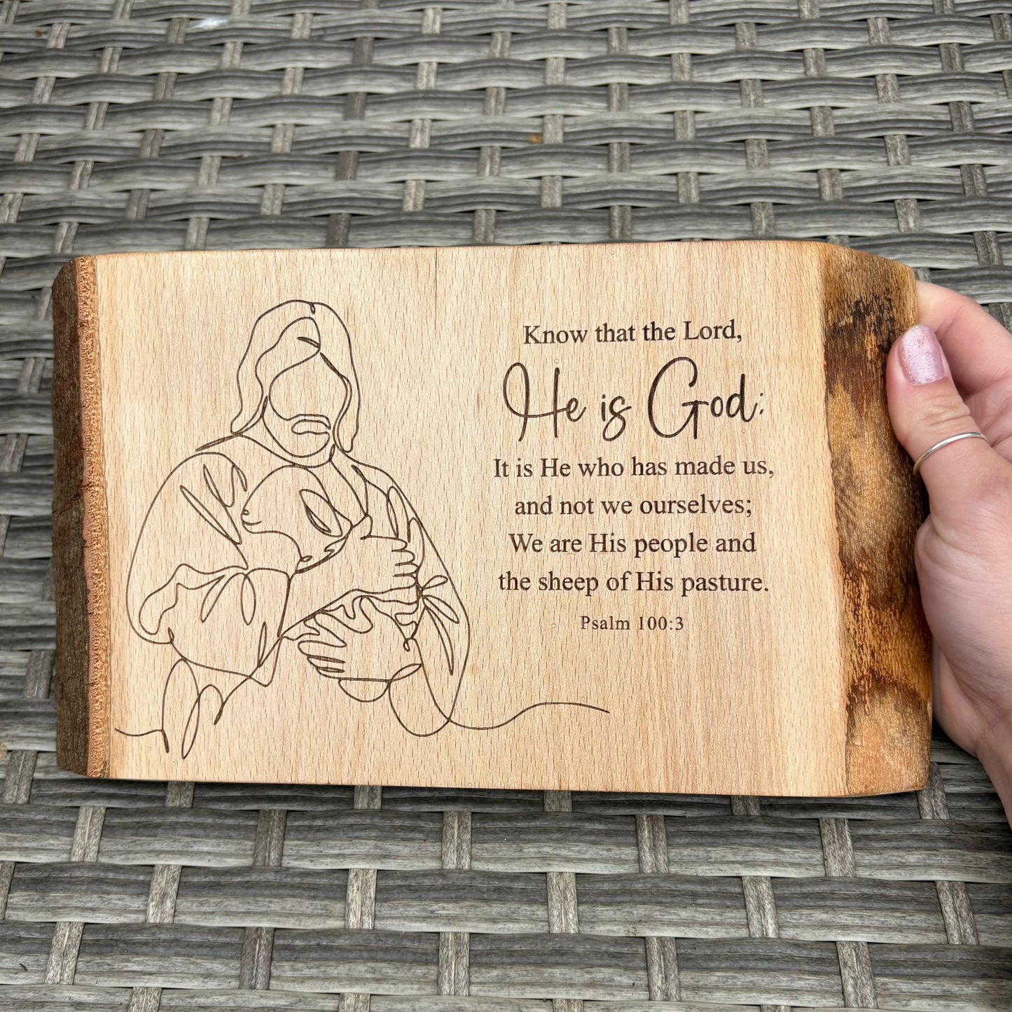 'Know that the Lord, He is God' Beech decorative plaque