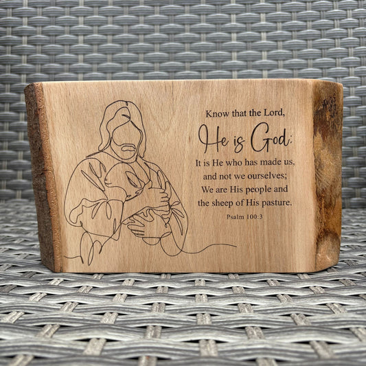 'Know that the Lord, He is God' Beech decorative plaque