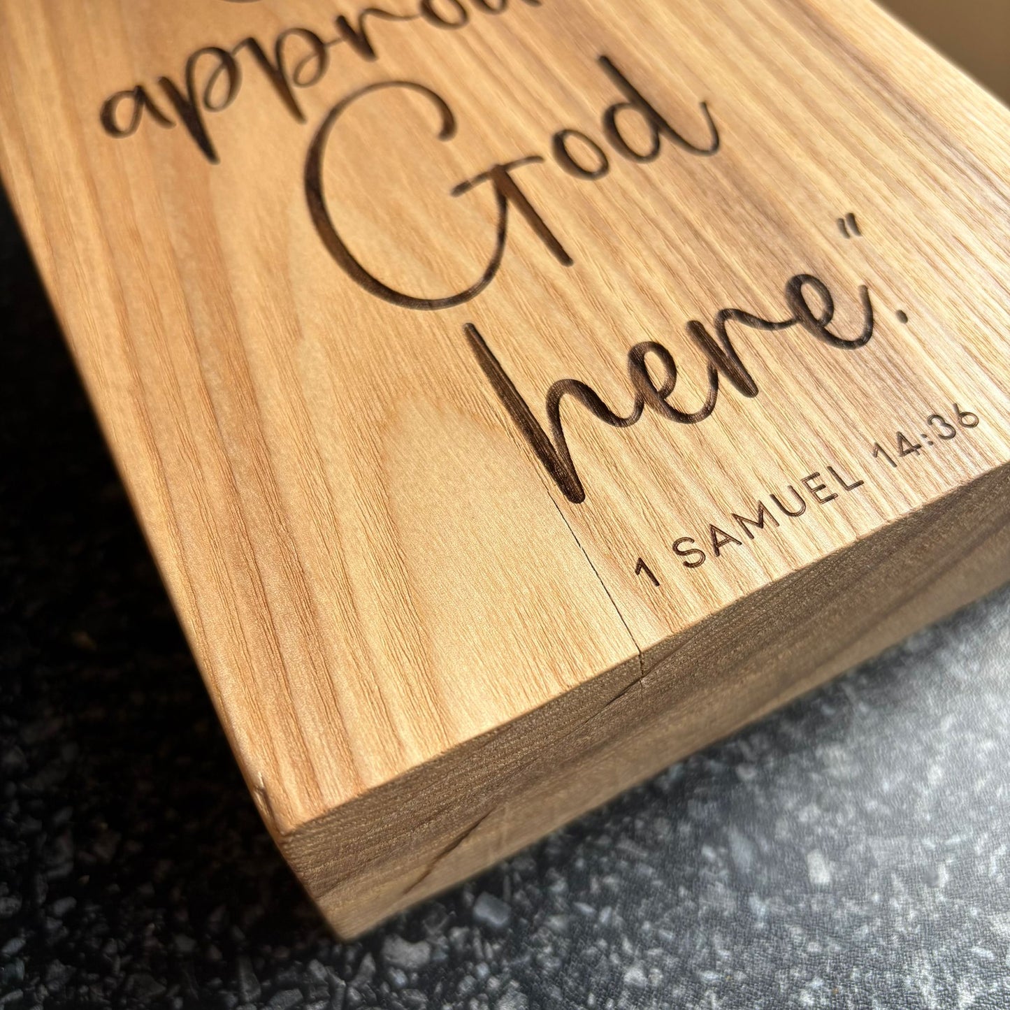 'Let's approach God here' decorative ash plaque