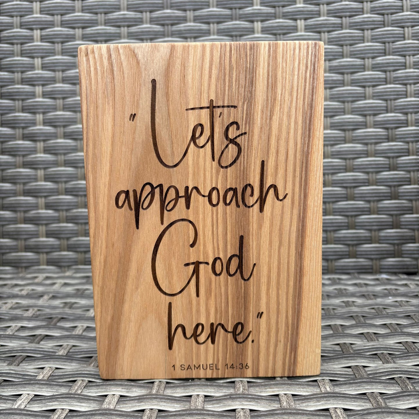 'Let's approach God here' decorative ash plaque