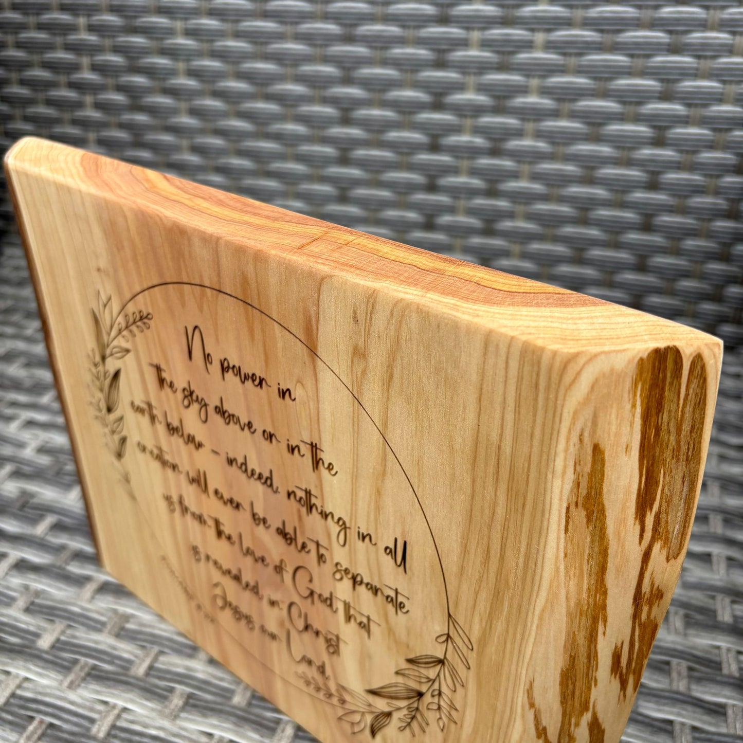 'No power can separate us from the love of God' Cedar decorative plaque