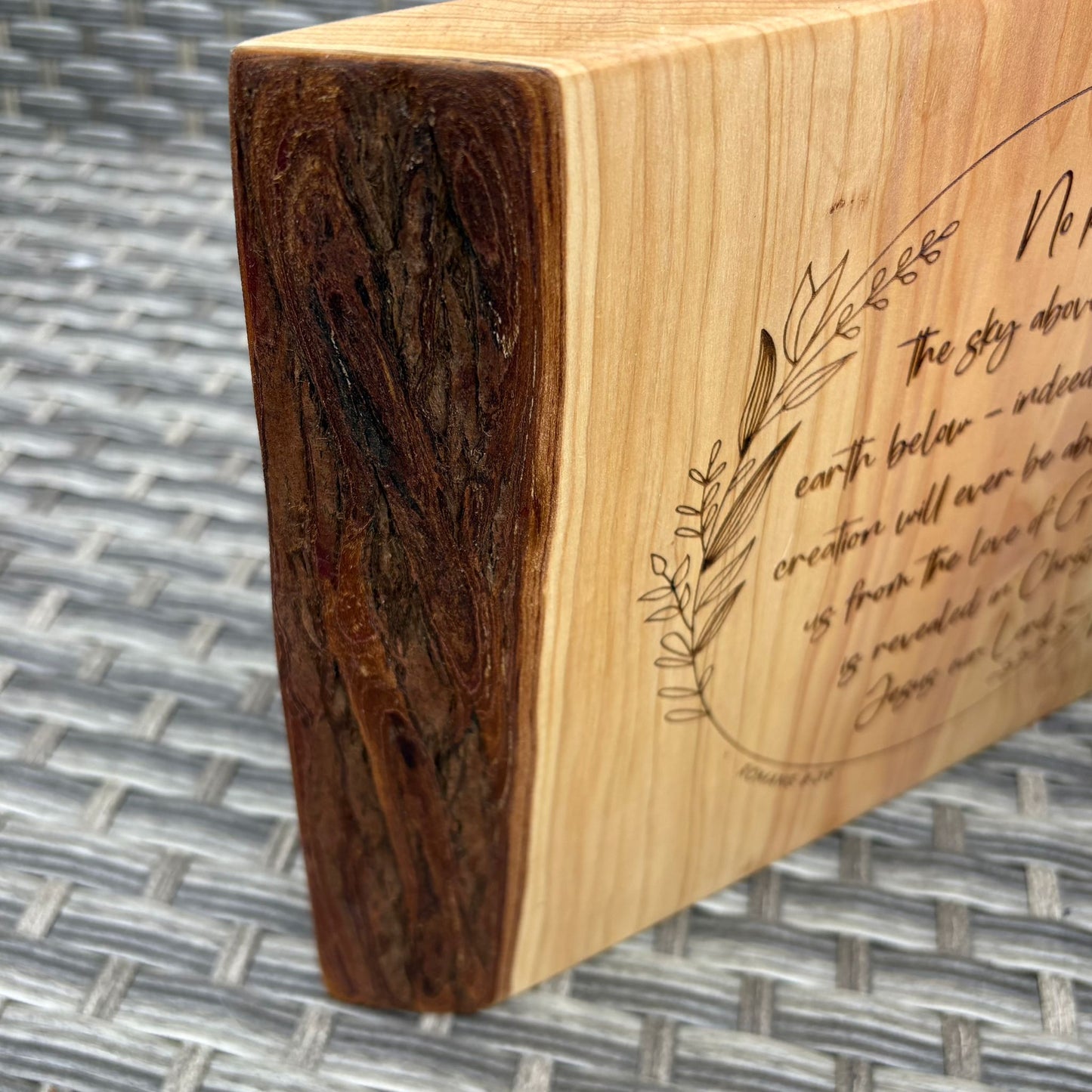 'No power can separate us from the love of God' Cedar decorative plaque