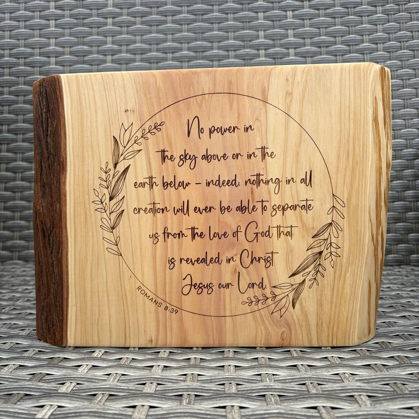 'No power can separate us from the love of God' Cedar decorative plaque