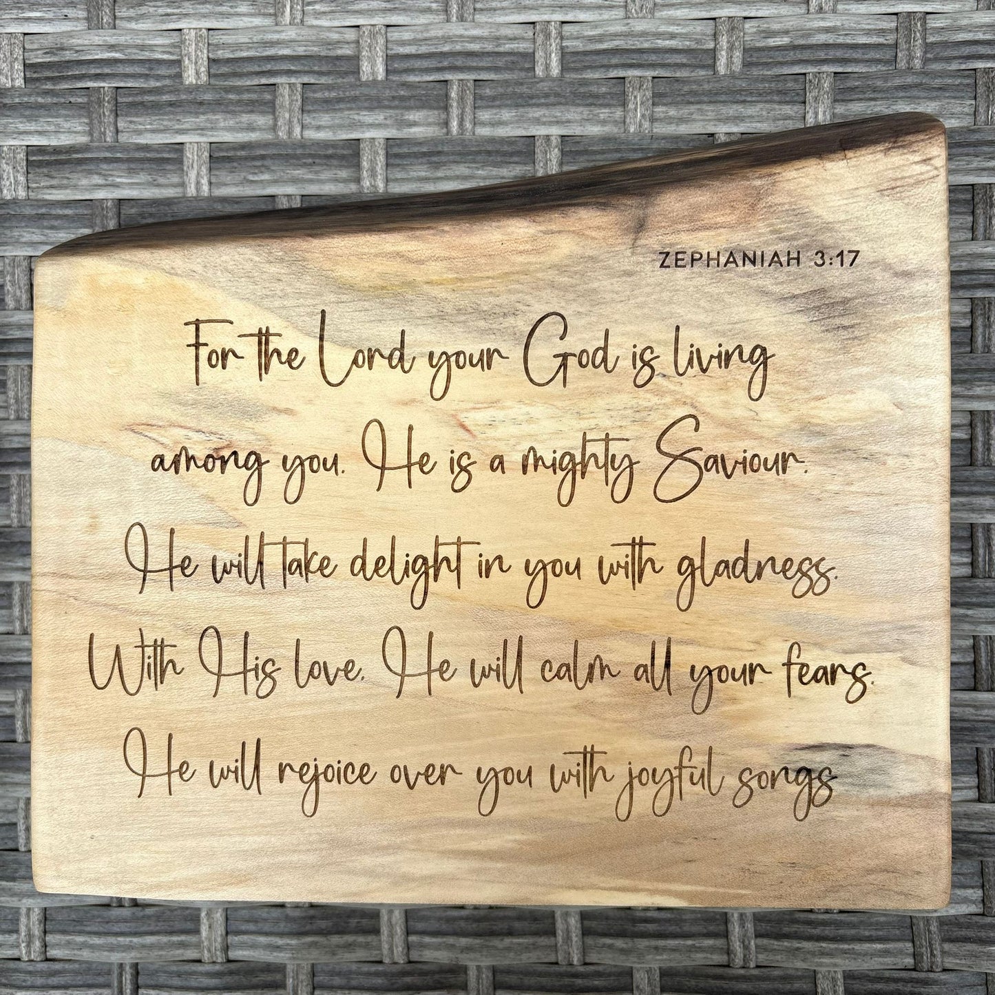 'For the Lord your God is living among you' sycamore decorative plaque