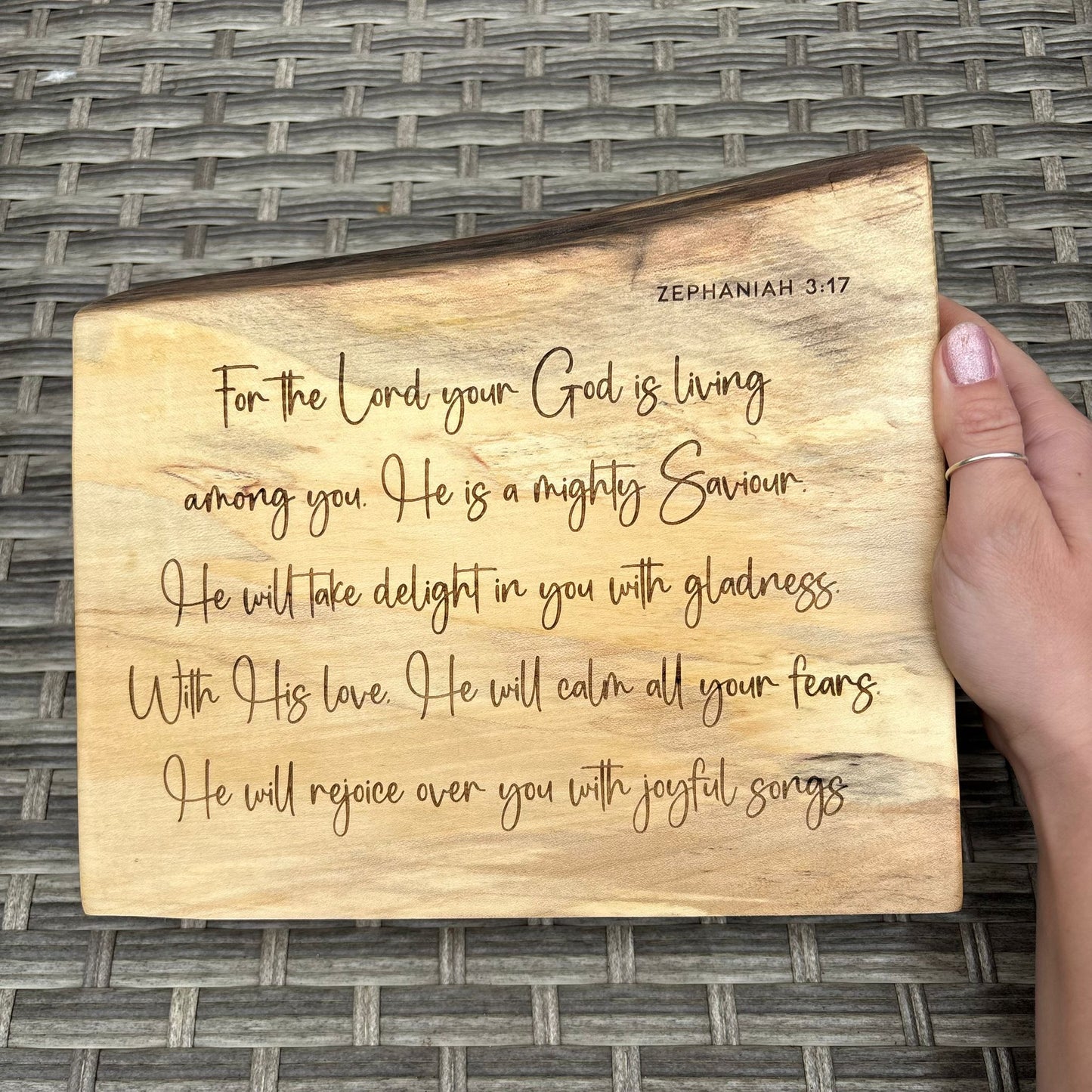 'For the Lord your God is living among you' sycamore decorative plaque