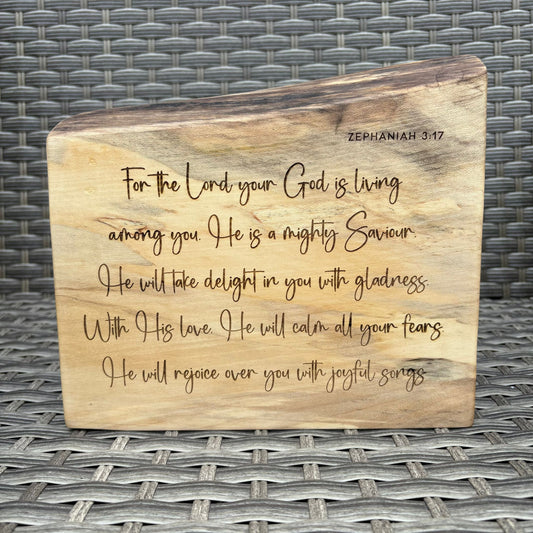 'For the Lord your God is living among you' sycamore decorative plaque