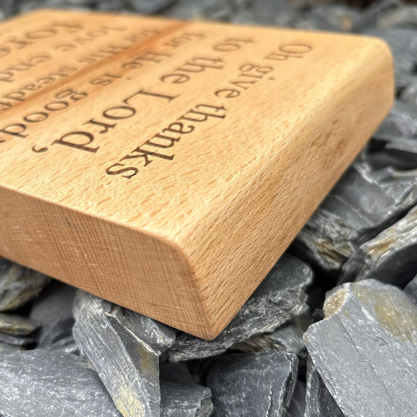 'Oh give thanks, for He is good' Beech decorative plaque