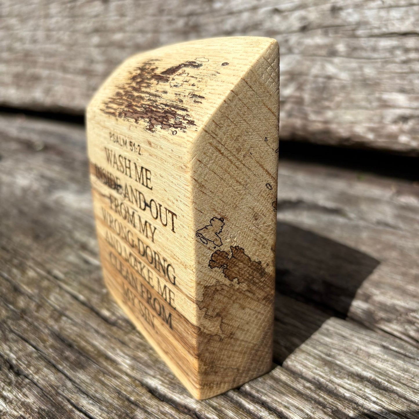 'Wash me inside and out' live edge decorative plaque
