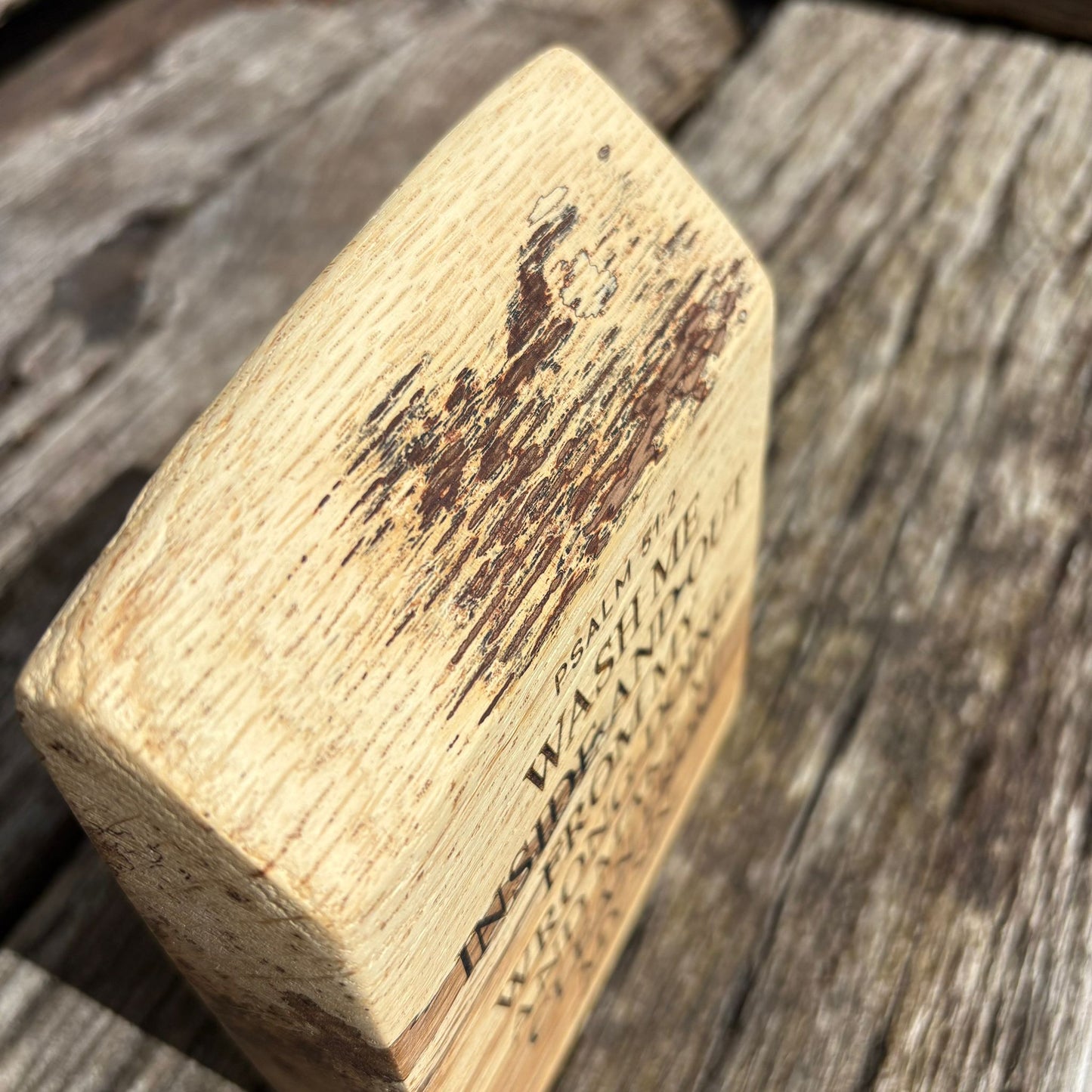 'Wash me inside and out' live edge decorative plaque
