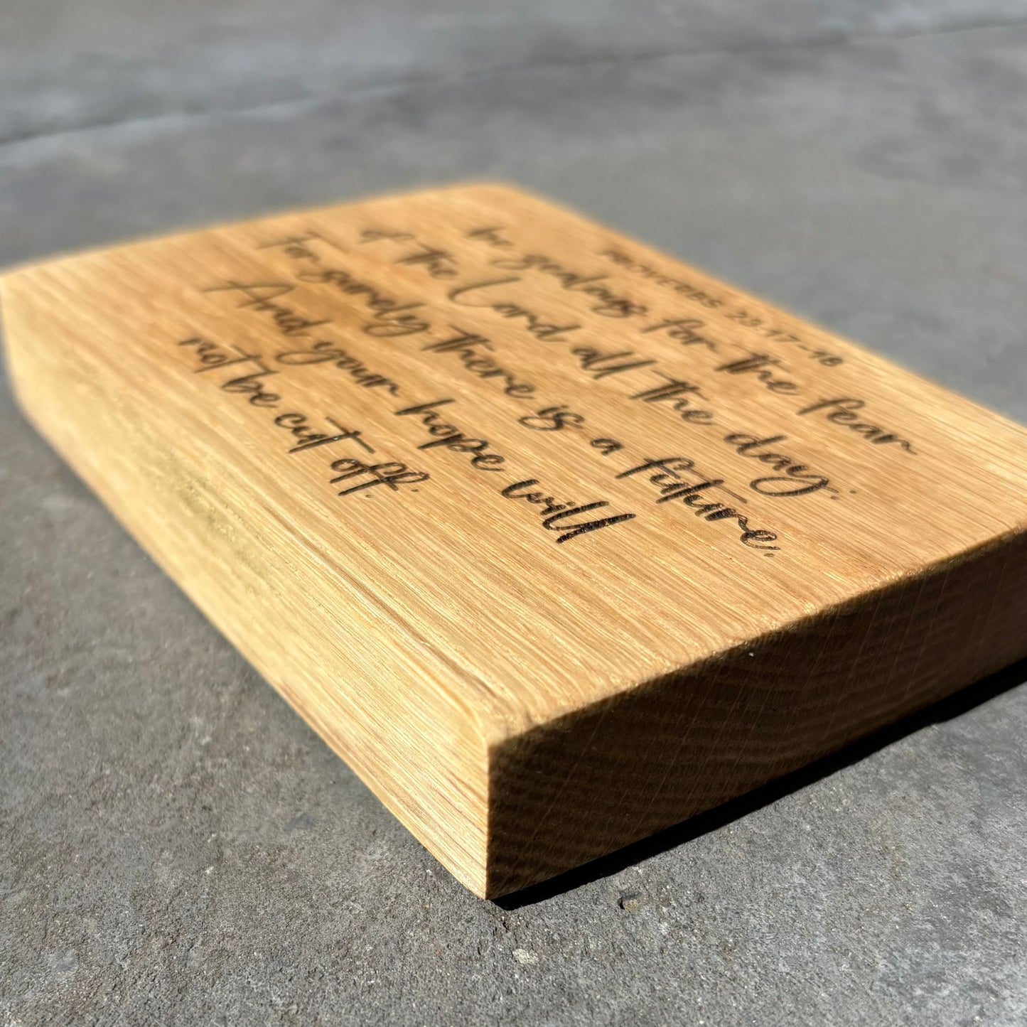 'Be zealous for the fear of the Lord' laser engraved oak plaque