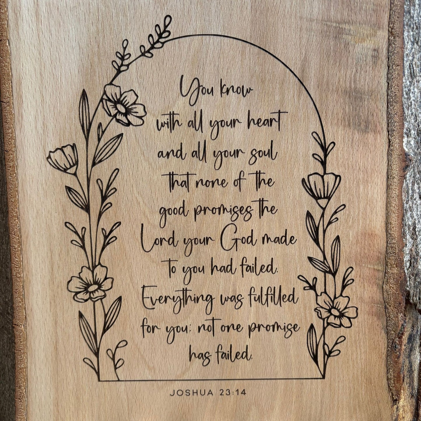 'You know...not one promise has failed' Beech decorative plaque