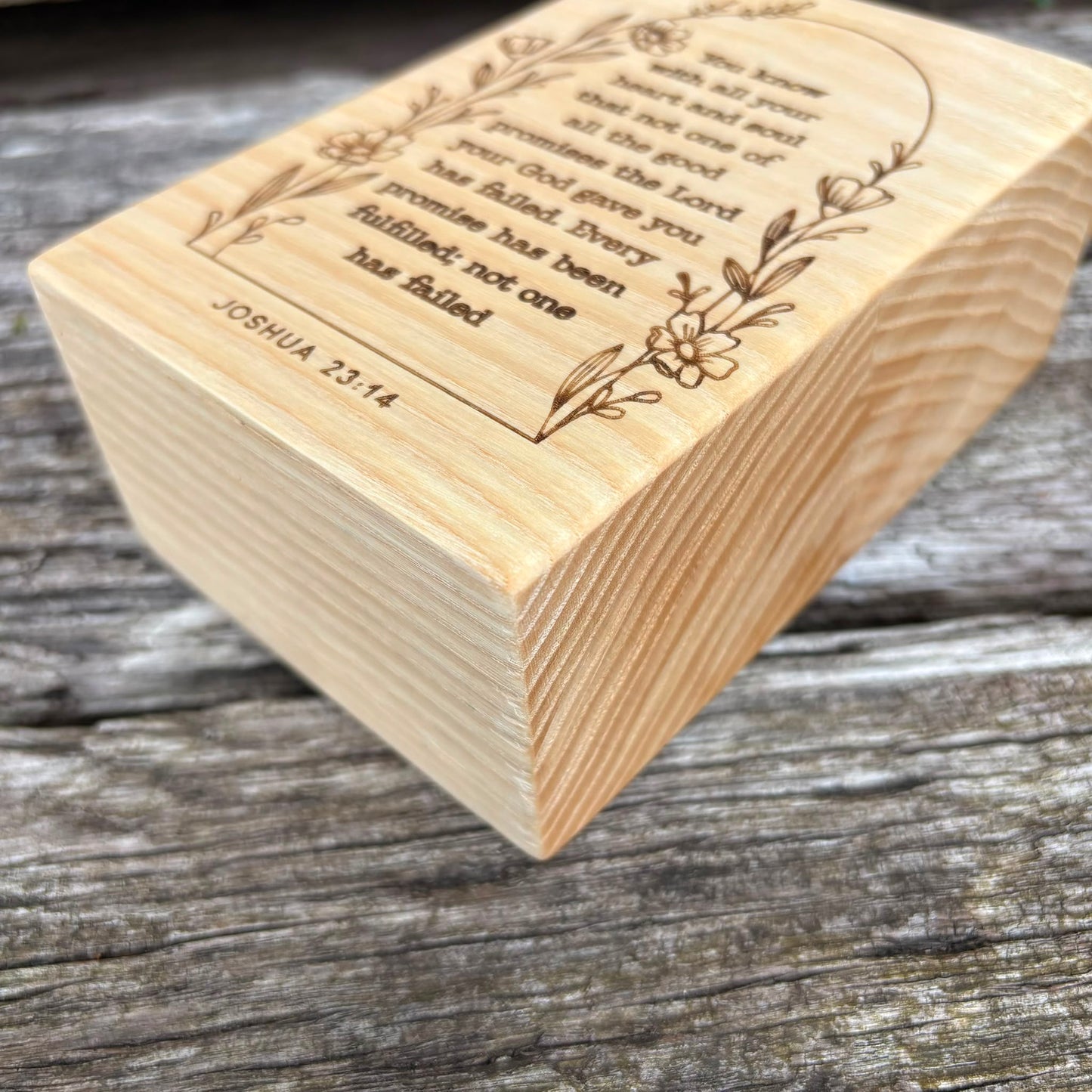 'Not one of the good promises has failed' decorative ash plaque