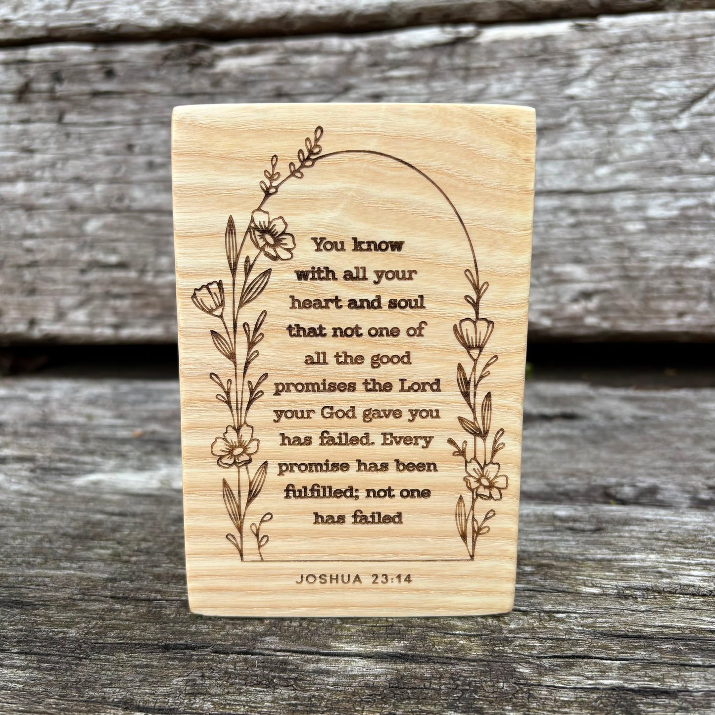 'Not one of the good promises has failed' decorative ash plaque