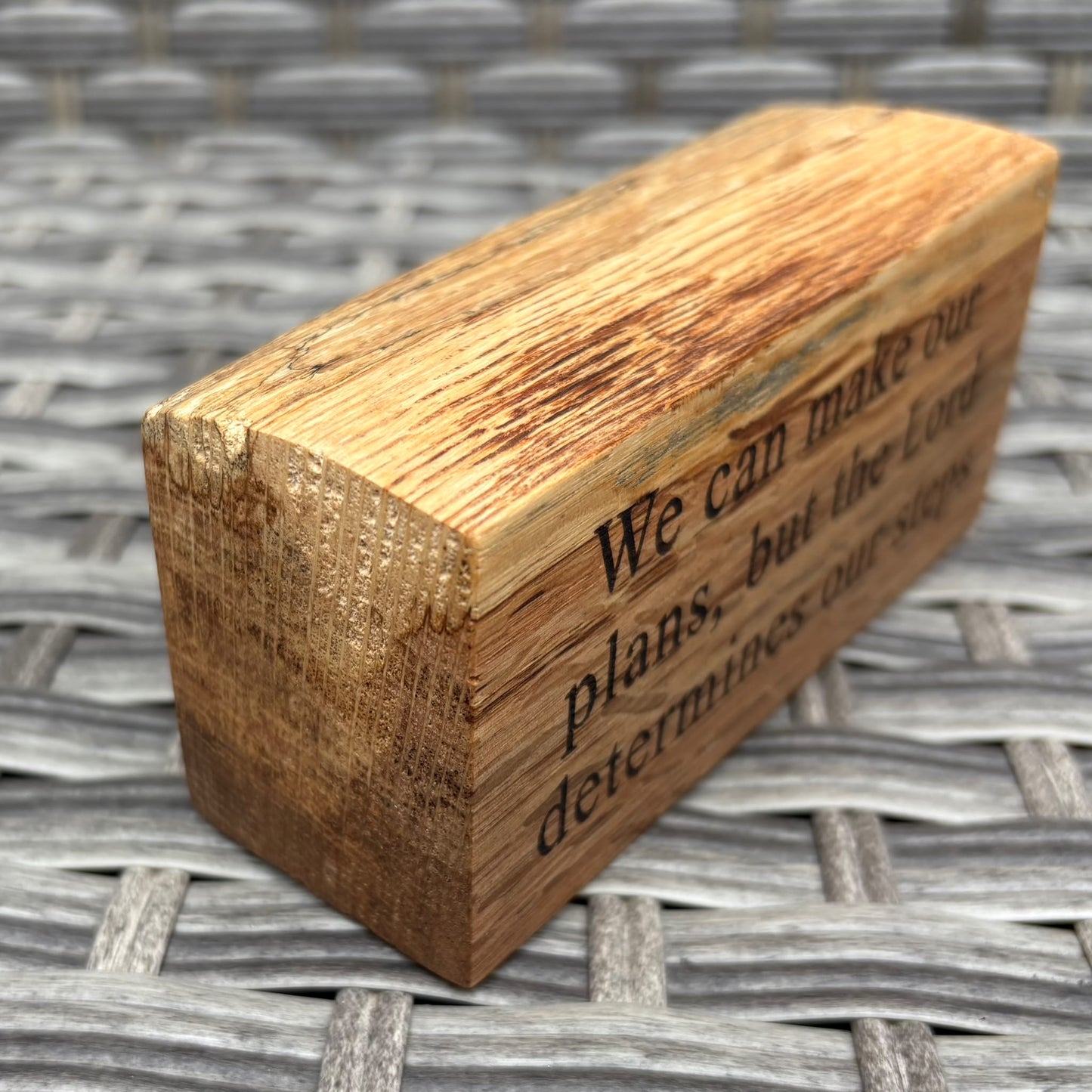 'We can make our plans, but the Lord determines our steps' - rustic decorative plaque