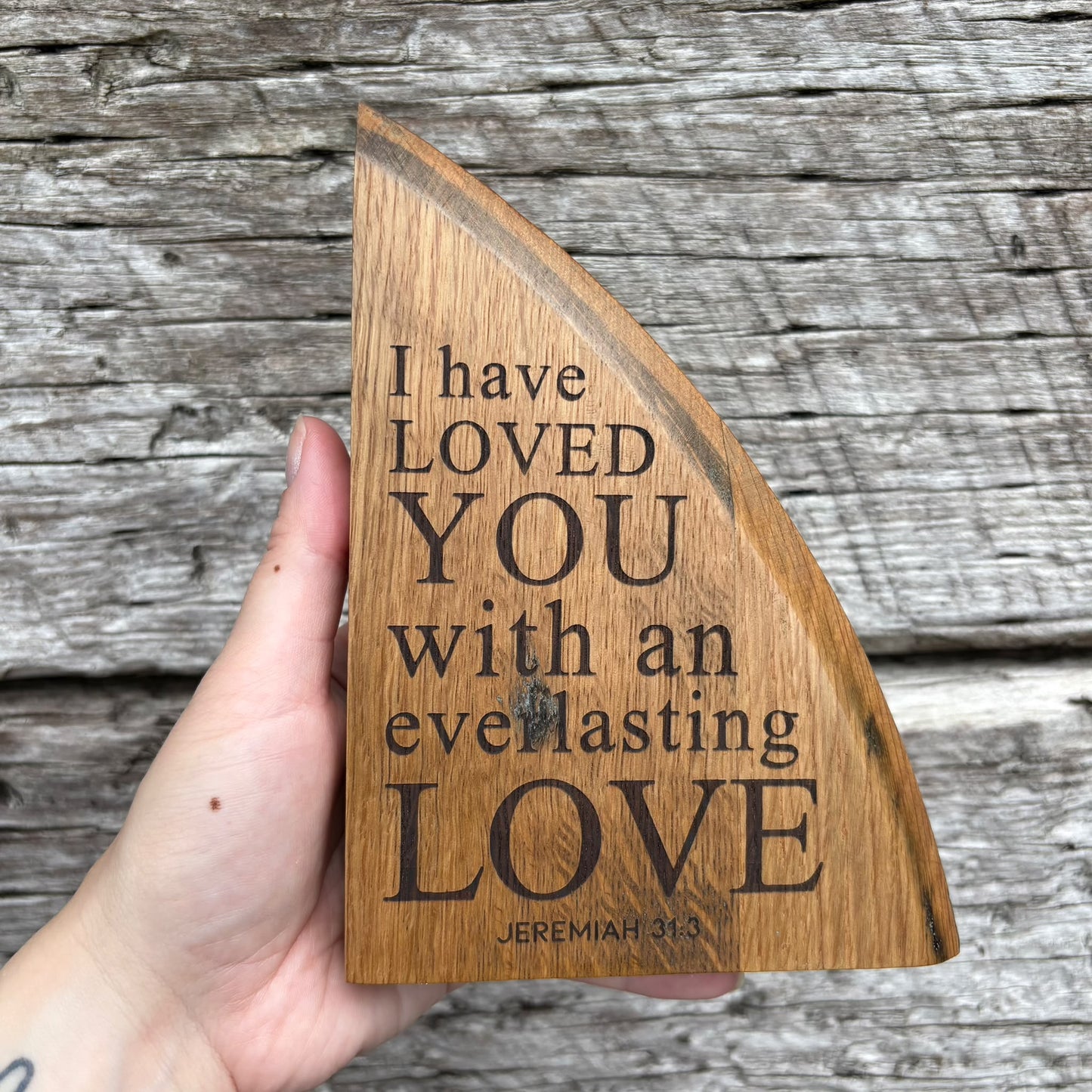 'I have loved you with an everlasting love' decorative plaque