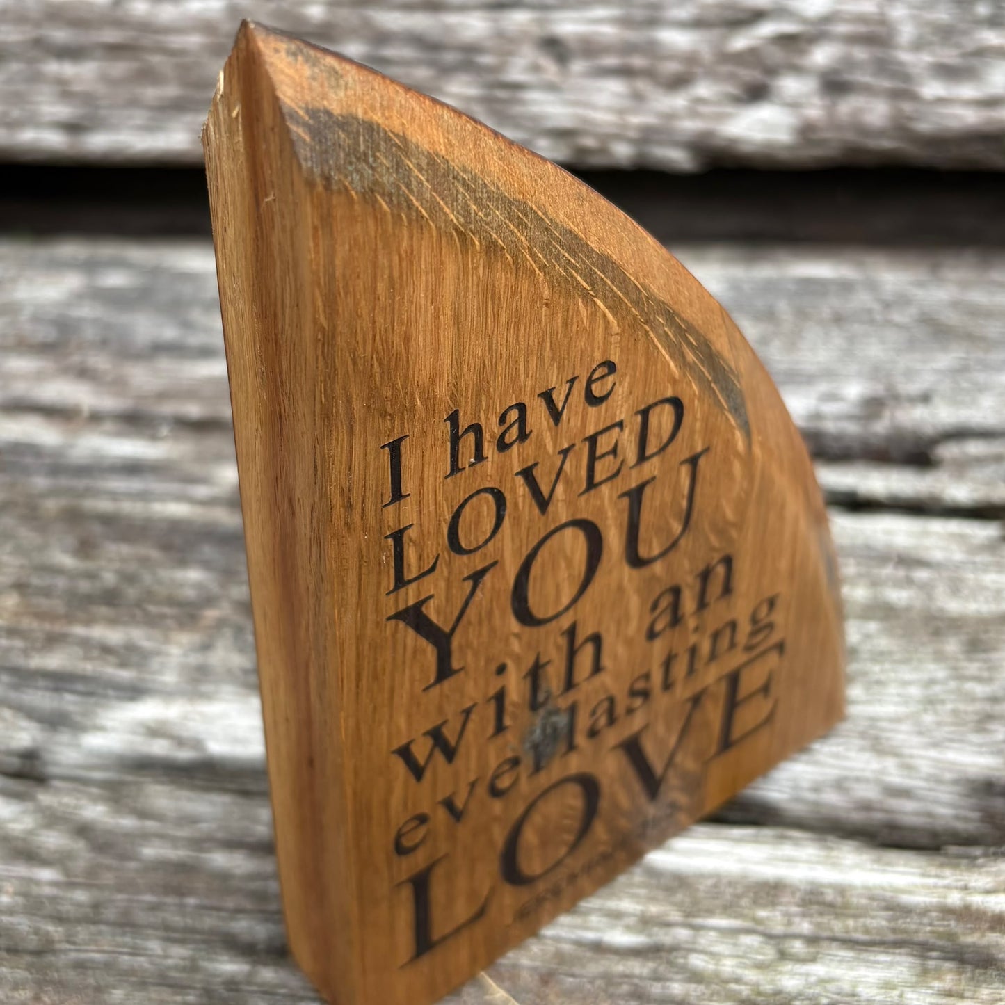 'I have loved you with an everlasting love' decorative plaque