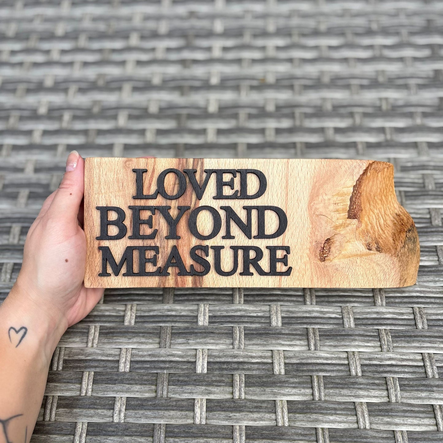 'Loved beyond measure' - decorative live edge plaque