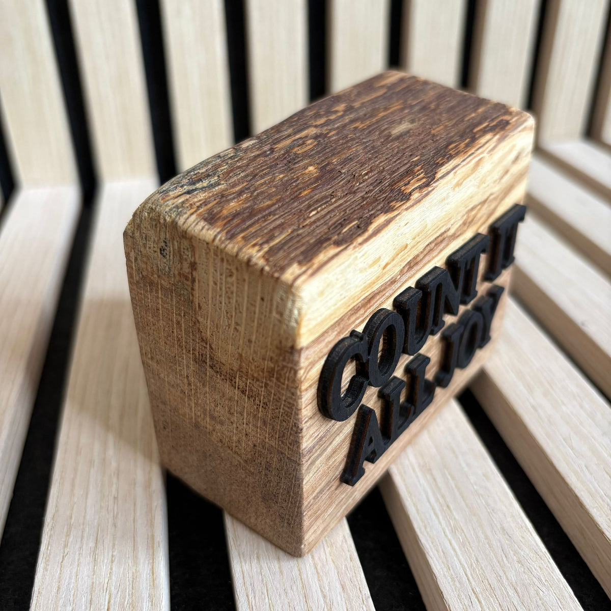 'Count it all joy' - decorative live edge plaque