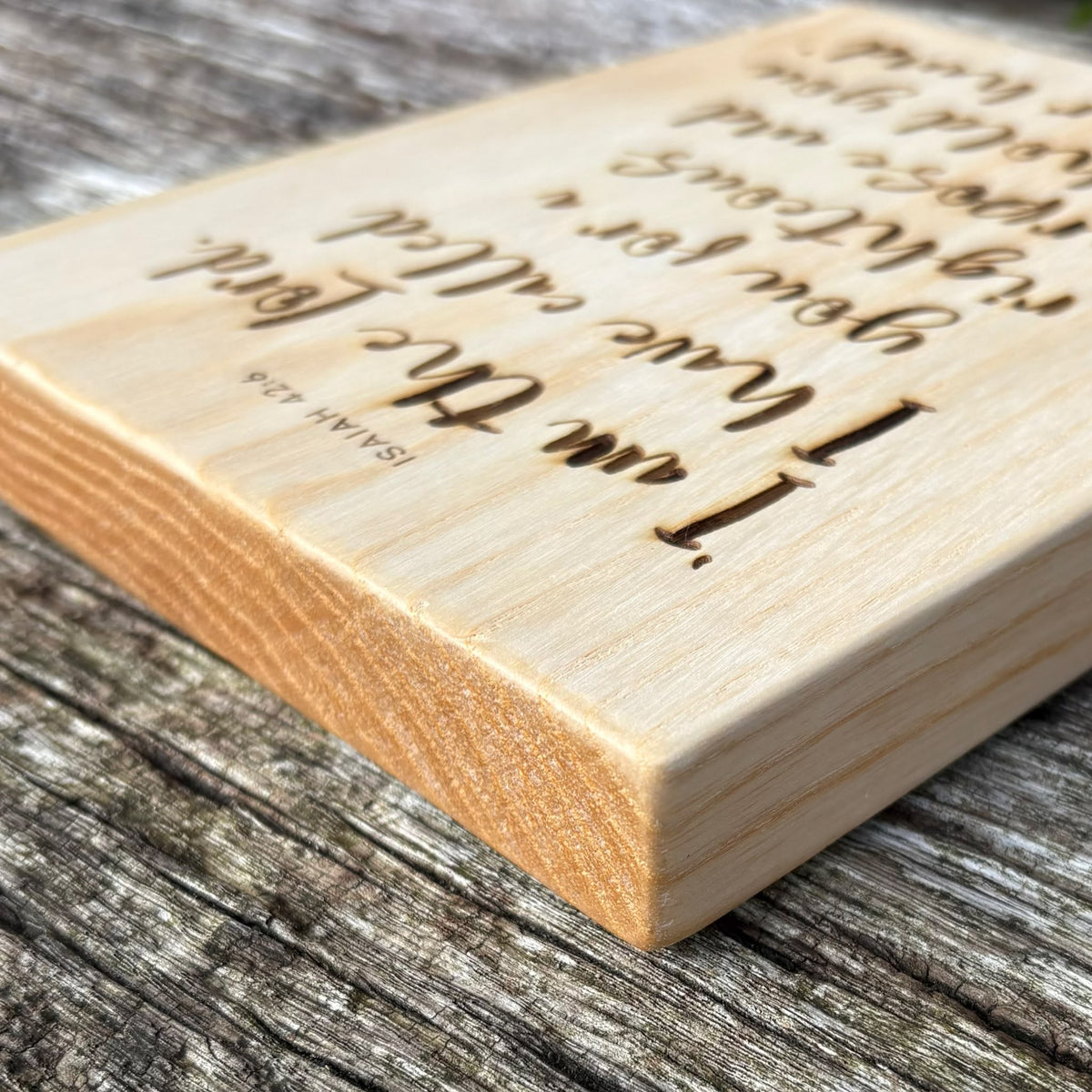 'I have called you...and will hold you by your hand' decorative ash plaque