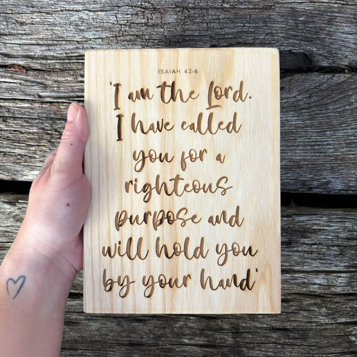 'I have called you...and will hold you by your hand' decorative ash plaque