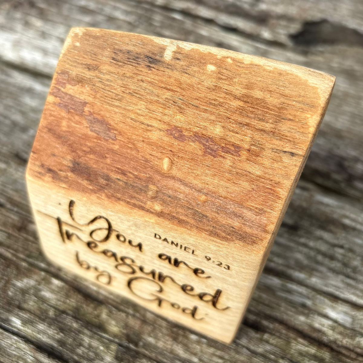 'You are treasured by God' live edge decorative plaque