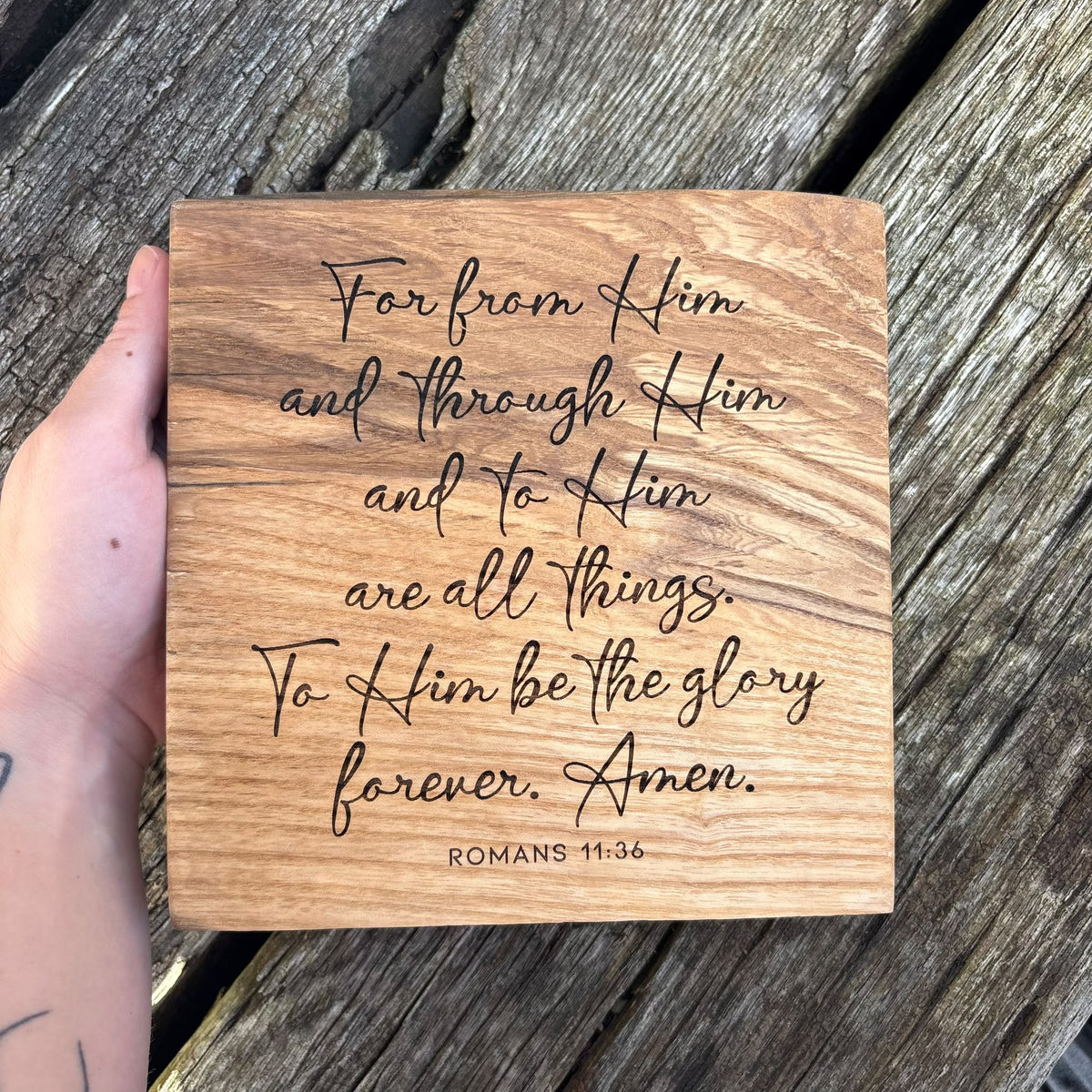 'To Him be the glory' live edge decorative plaque