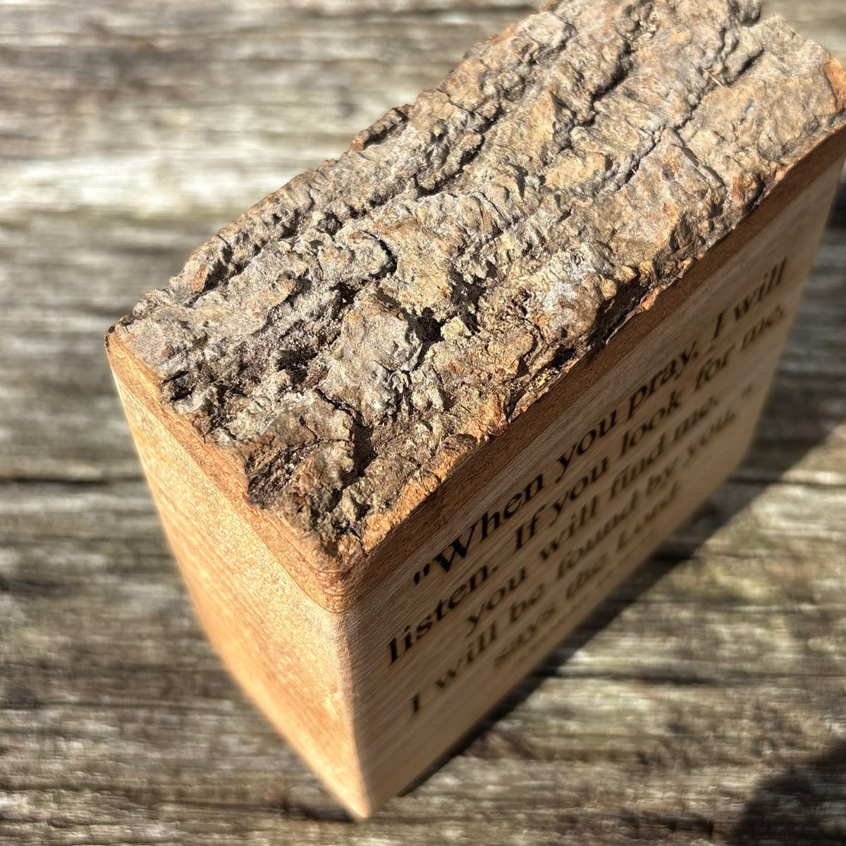 'I will be found by you' live edge decorative plaque