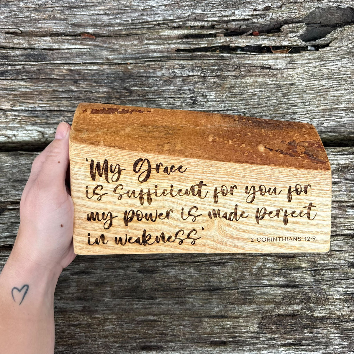 'My Grace is sufficient for you' live edge decorative plaque