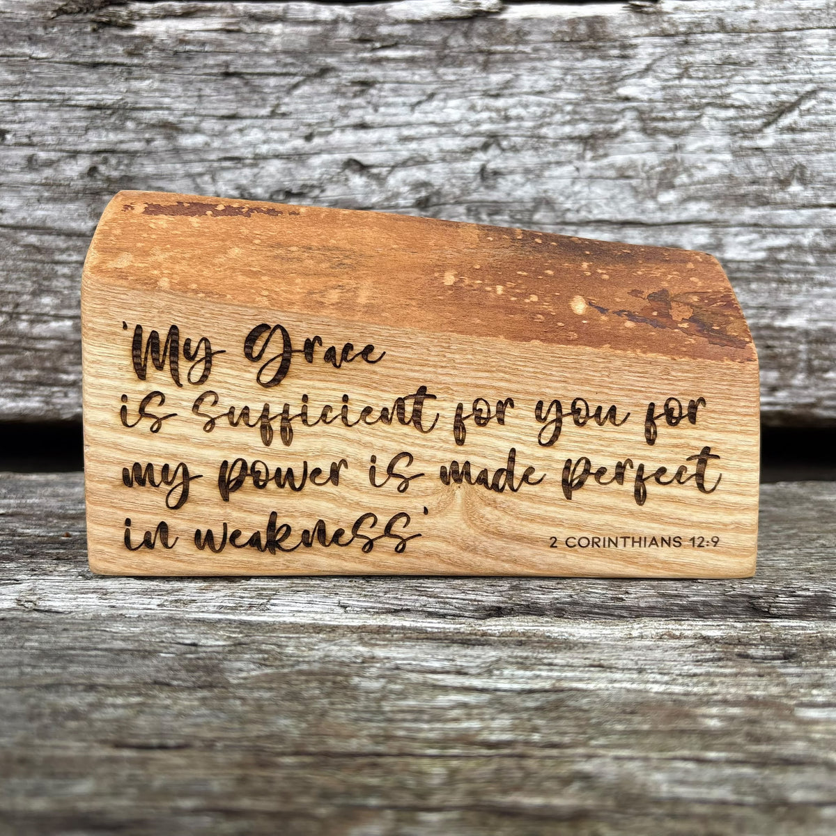 'My Grace is sufficient for you' live edge decorative plaque