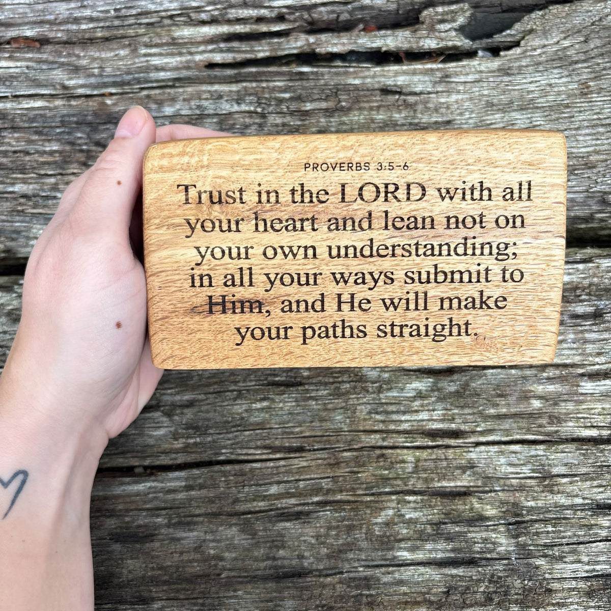 'Trust in the Lord with all your heart' live edge decorative plaque