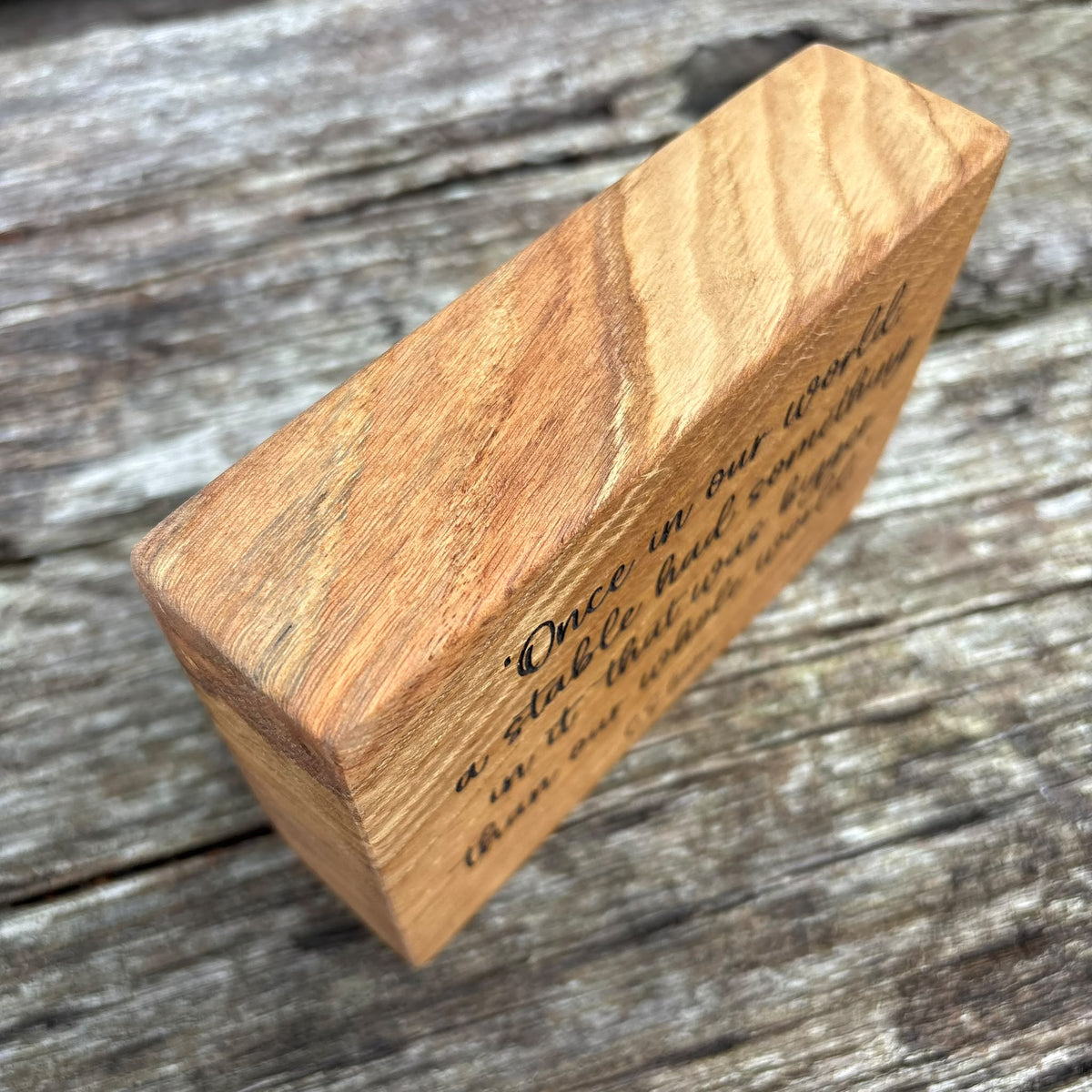 'Once in our world...' solid wood decorative plaque