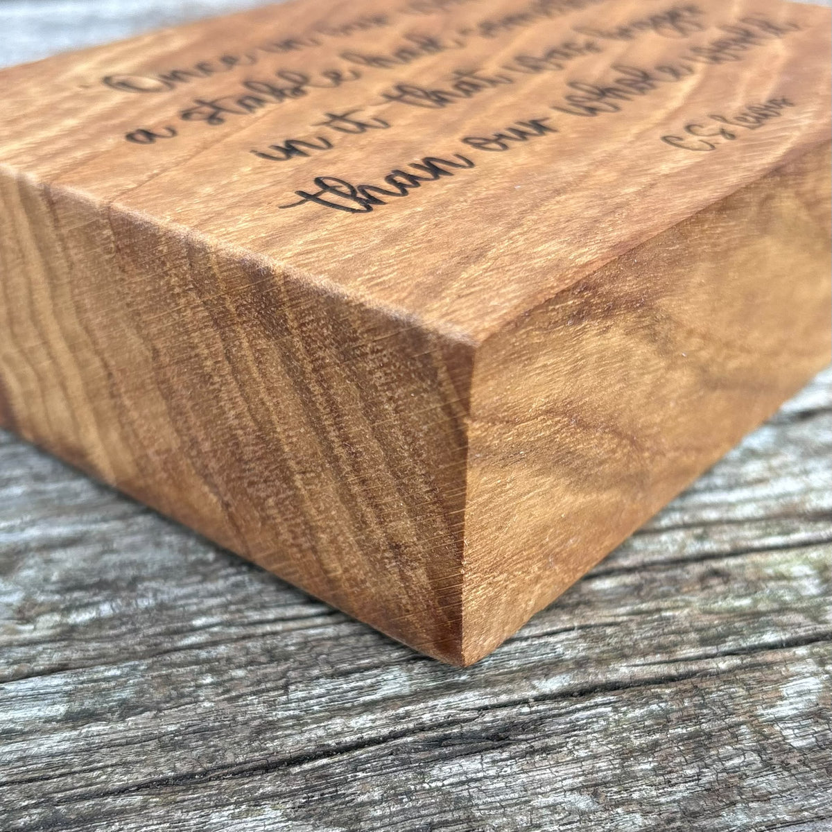 'Once in our world...' solid wood decorative plaque