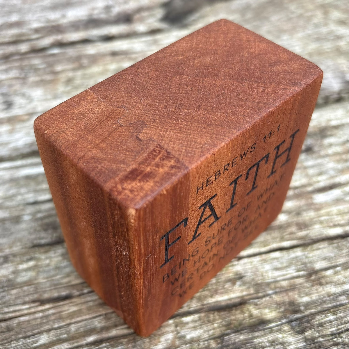 'FAITH is being sure of what we hope for...' solid wood decorative plaque