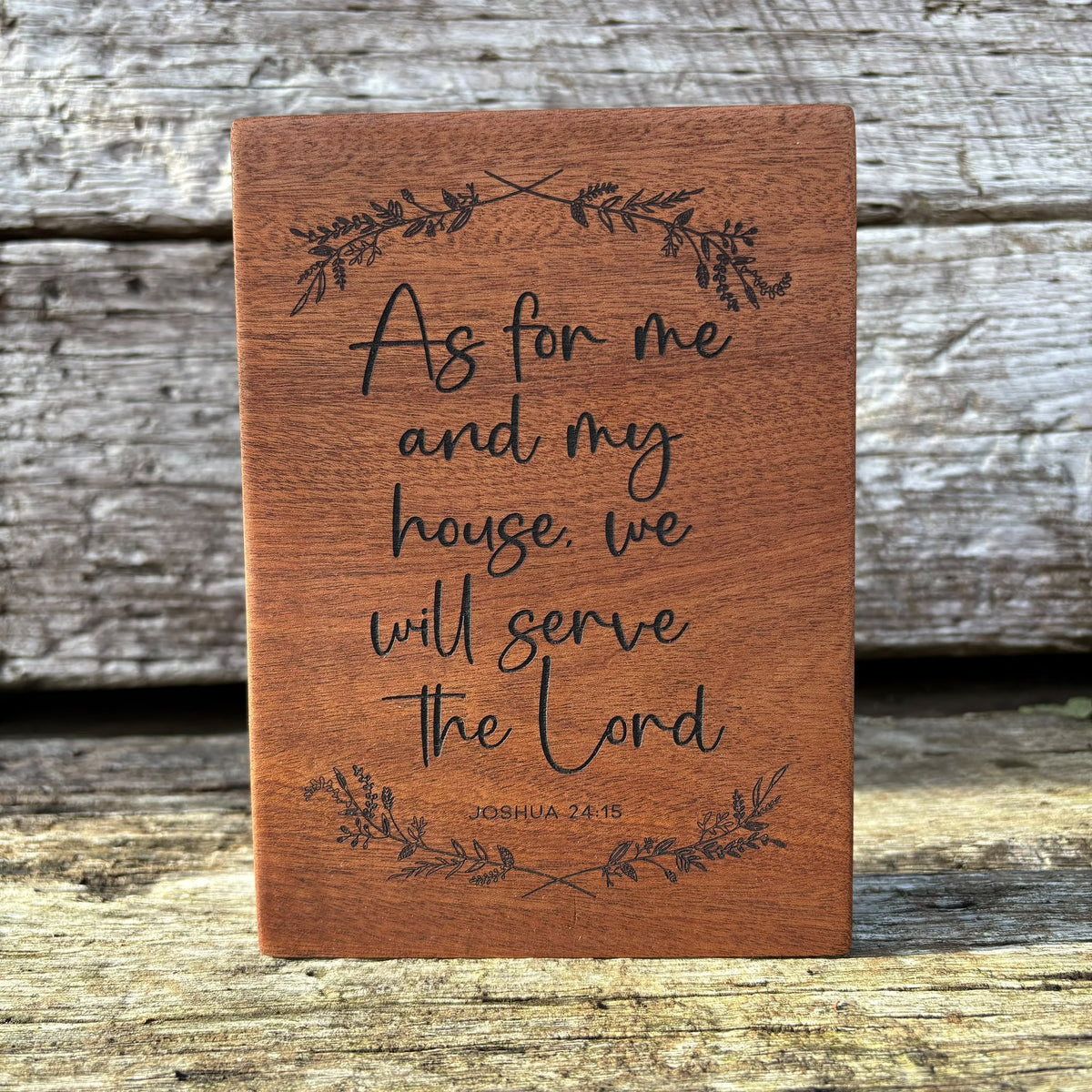 'As for me and my house' - mahogany decorative plaque OR key rack