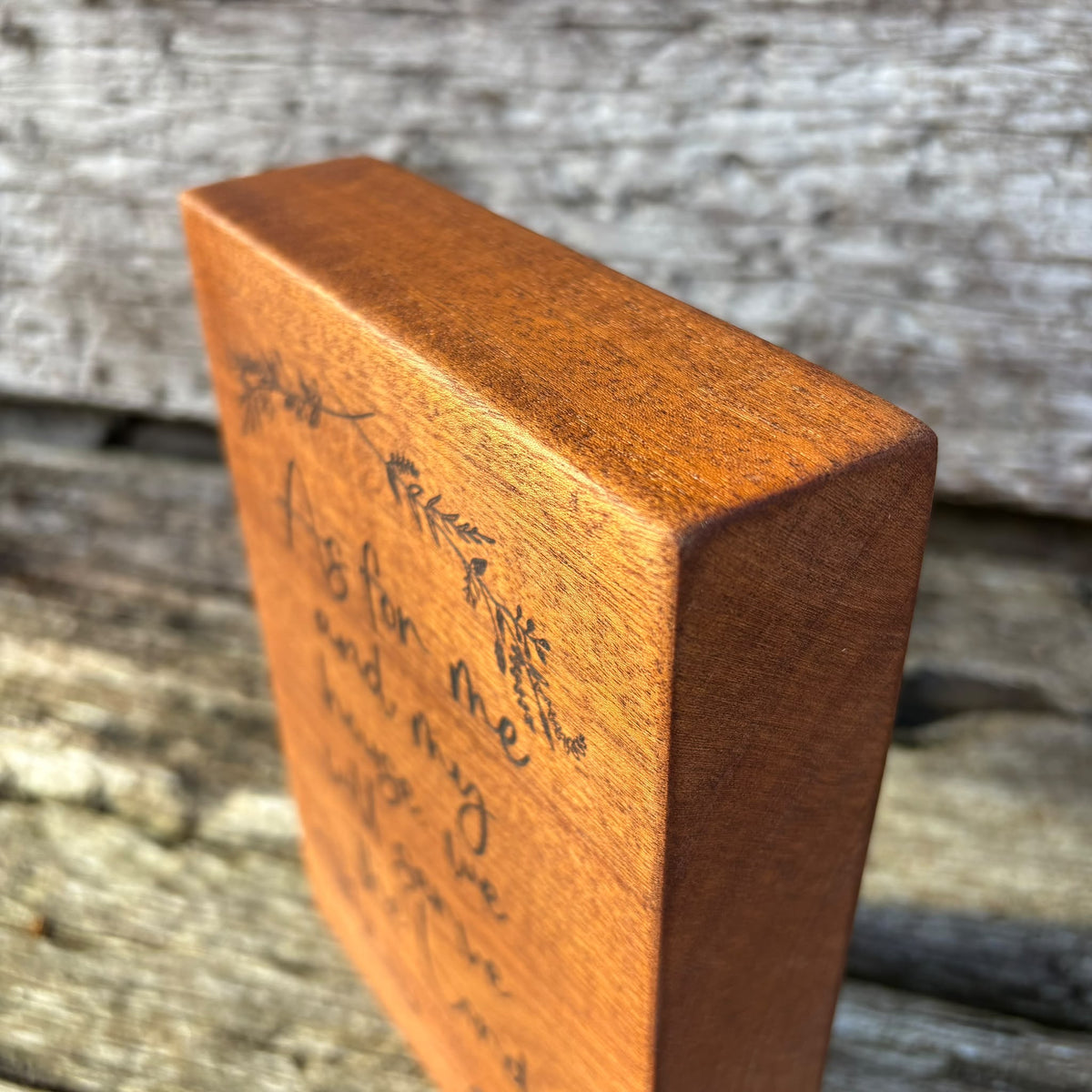'As for me and my house' - mahogany decorative plaque OR key rack